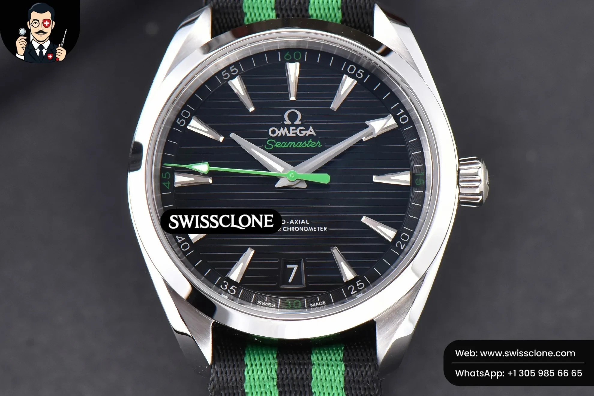 Omega Aqua Terra 150M Master Chronometers 41mm Black Dial Green Hand Nylon
