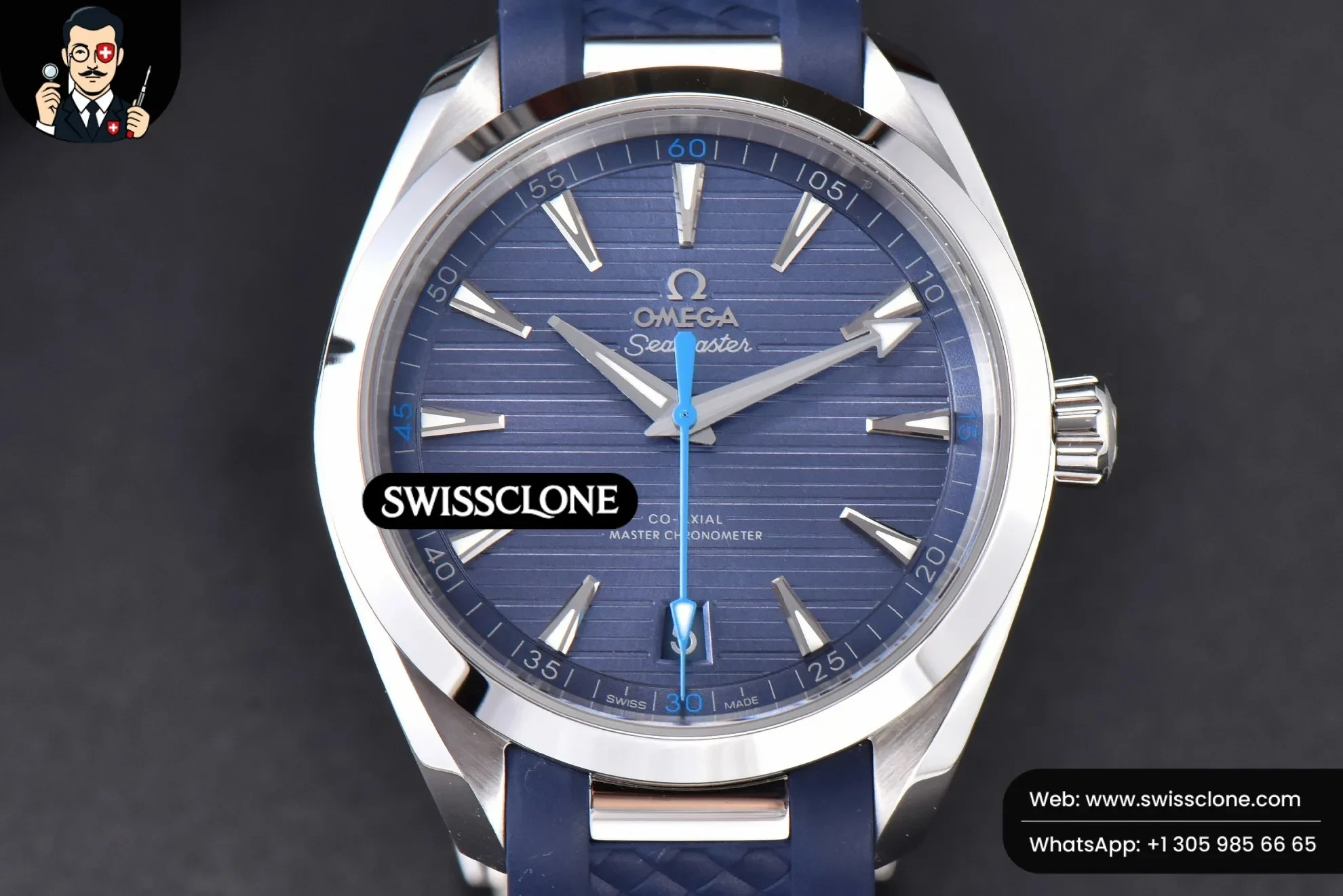Omega Aqua Terra 150M Master Chronometers 41mm Dark Blue Dial Blue Hand Rubber