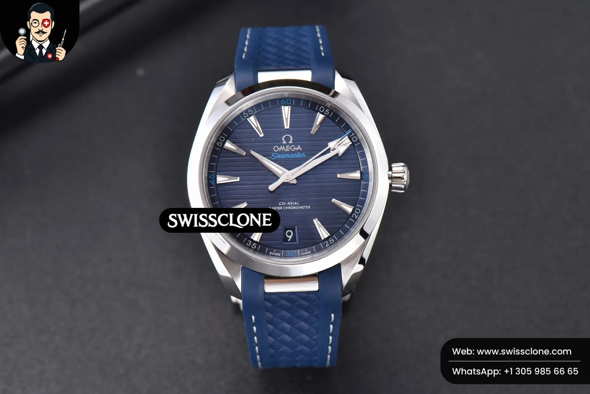 Omega Aqua Terra 150M Seamaster 41mm Blue Dial Silver Hands Blue Rubber