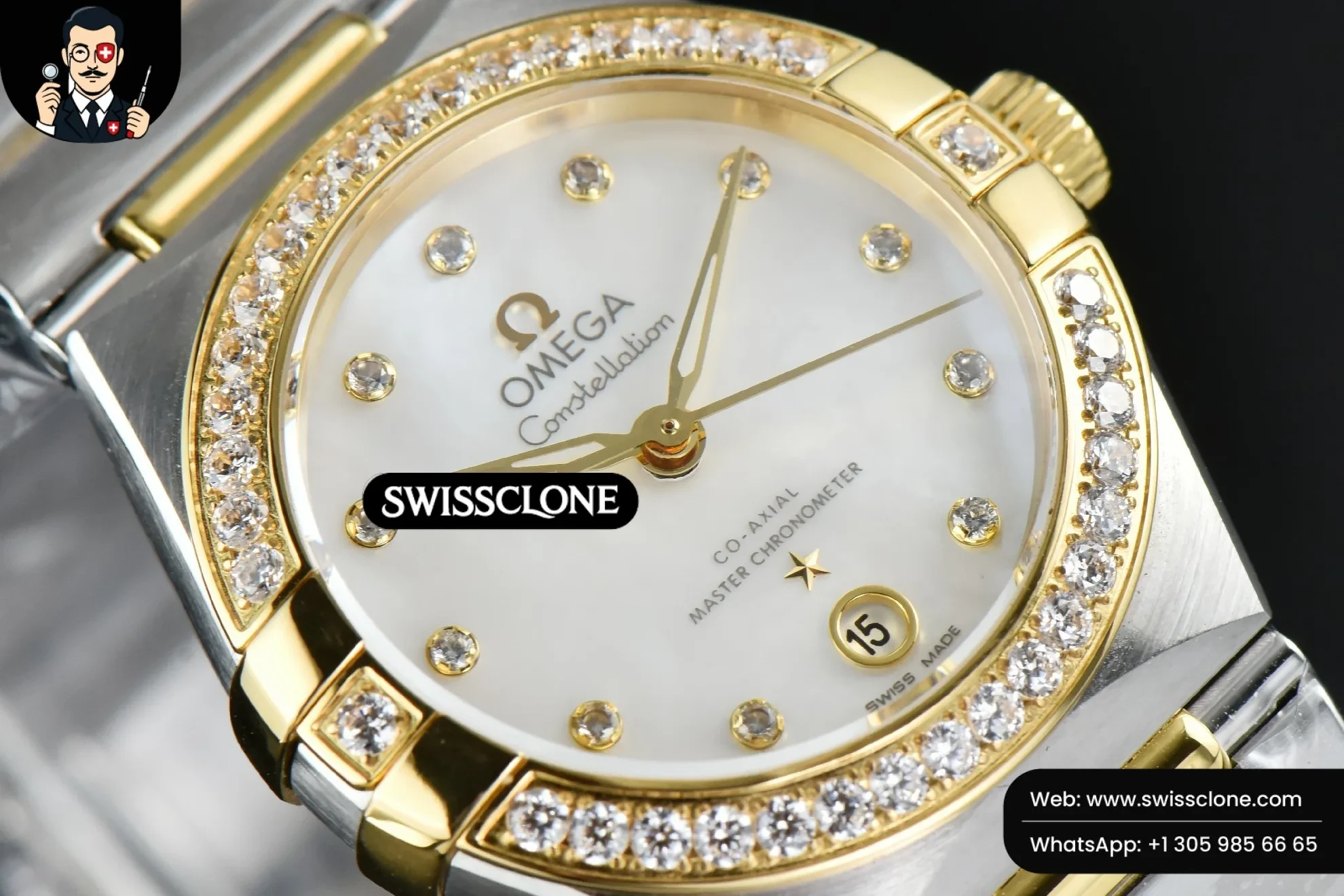 Omega Constellation 29mm TWSF Diamond MOP Dial YG/SS - Clasp, Bracelet & Buckle Detail | 1:1 Swiss Super Clone