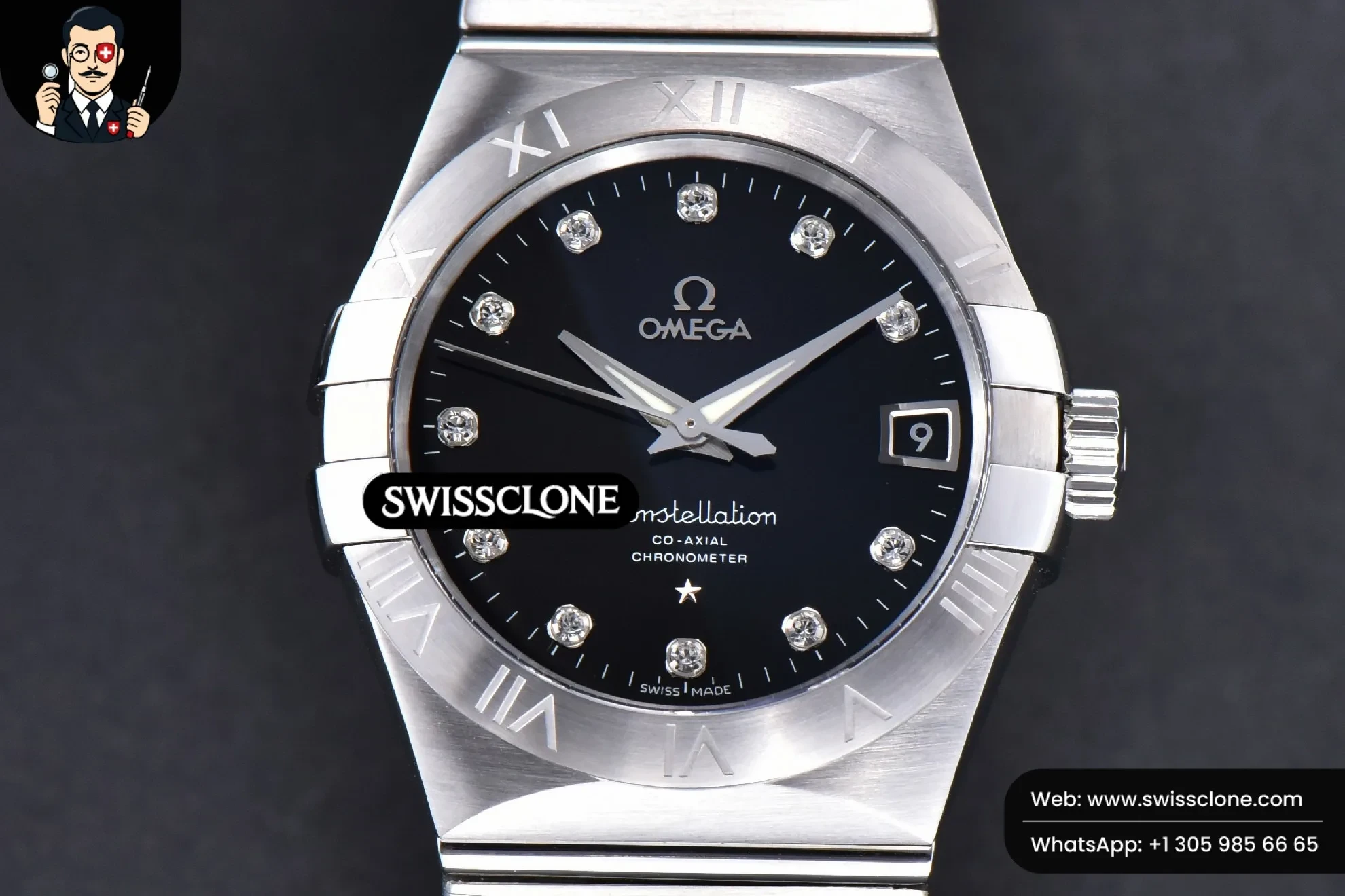 Omega Constellation 38mm Black Dial Diamond Markers on
