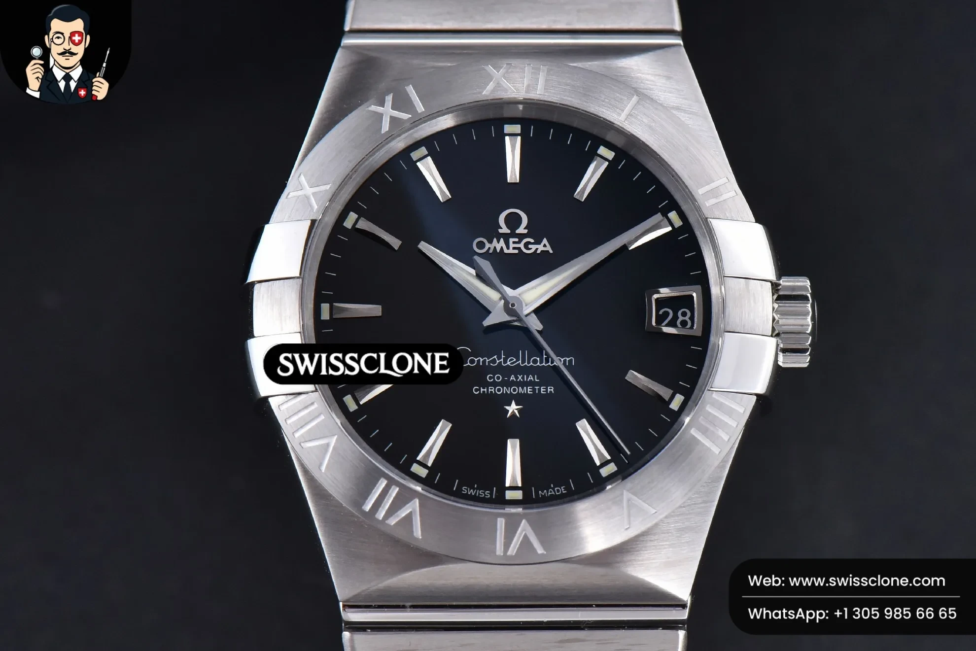 Omega Constellation 38mm Black Dial Stick Markers on
