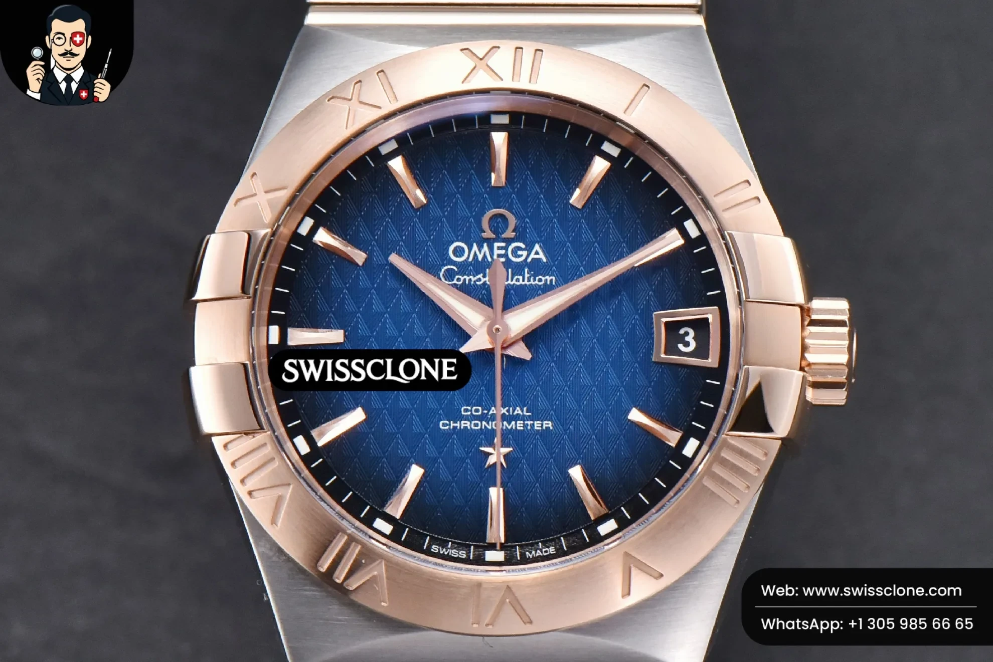 Omega Constellation 38mm RG/SS Blue Textured Dial RG/SS