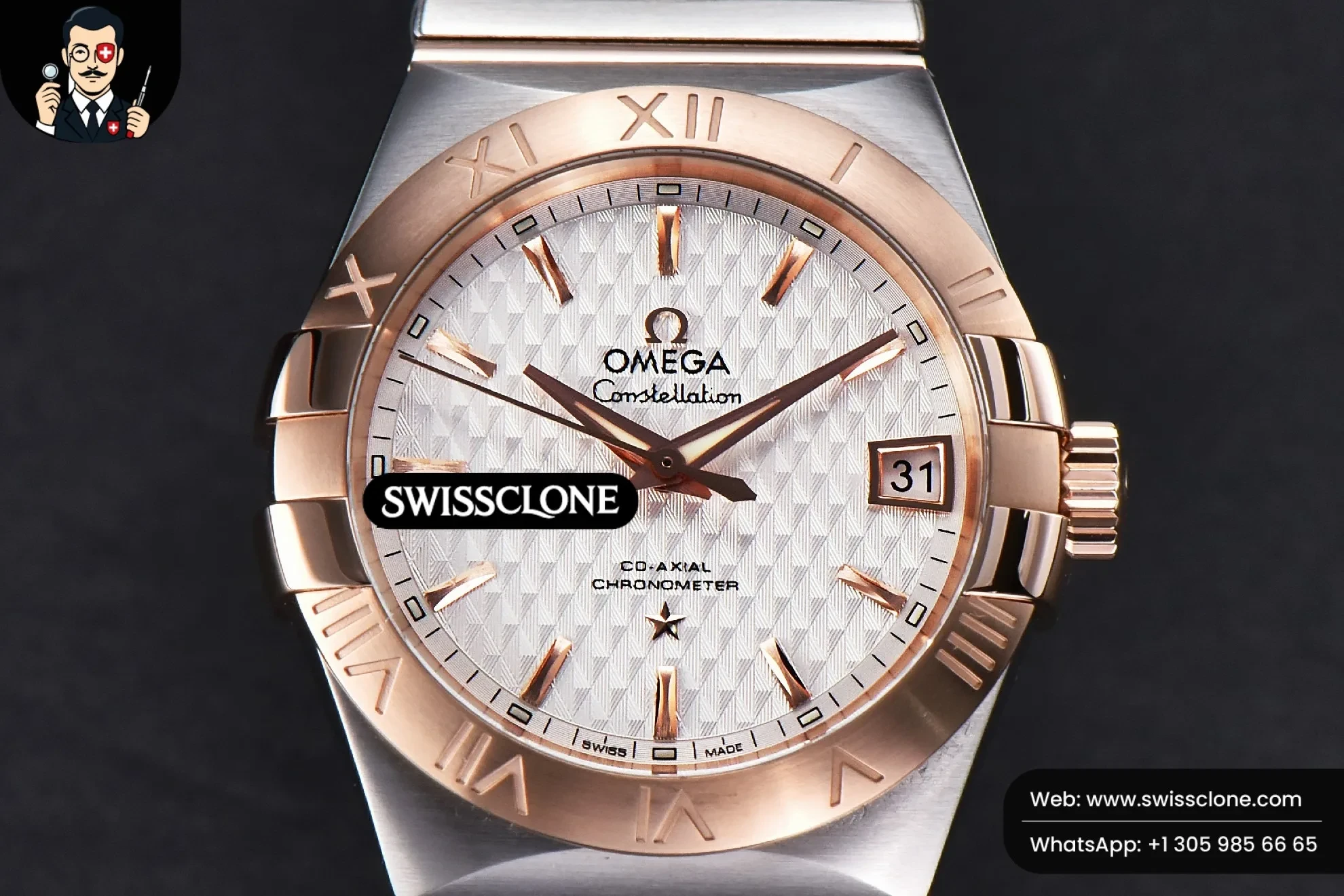Omega Constellation 38mm RG/SS White Textured Dial RG/SS