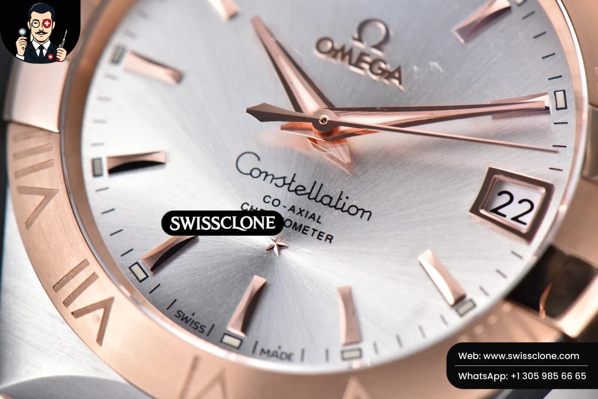 Omega Constellation 38mm SS/RG Silver Dial Stick Markers on SS/RG 1:1 Super Clone - On-Wrist Presence View