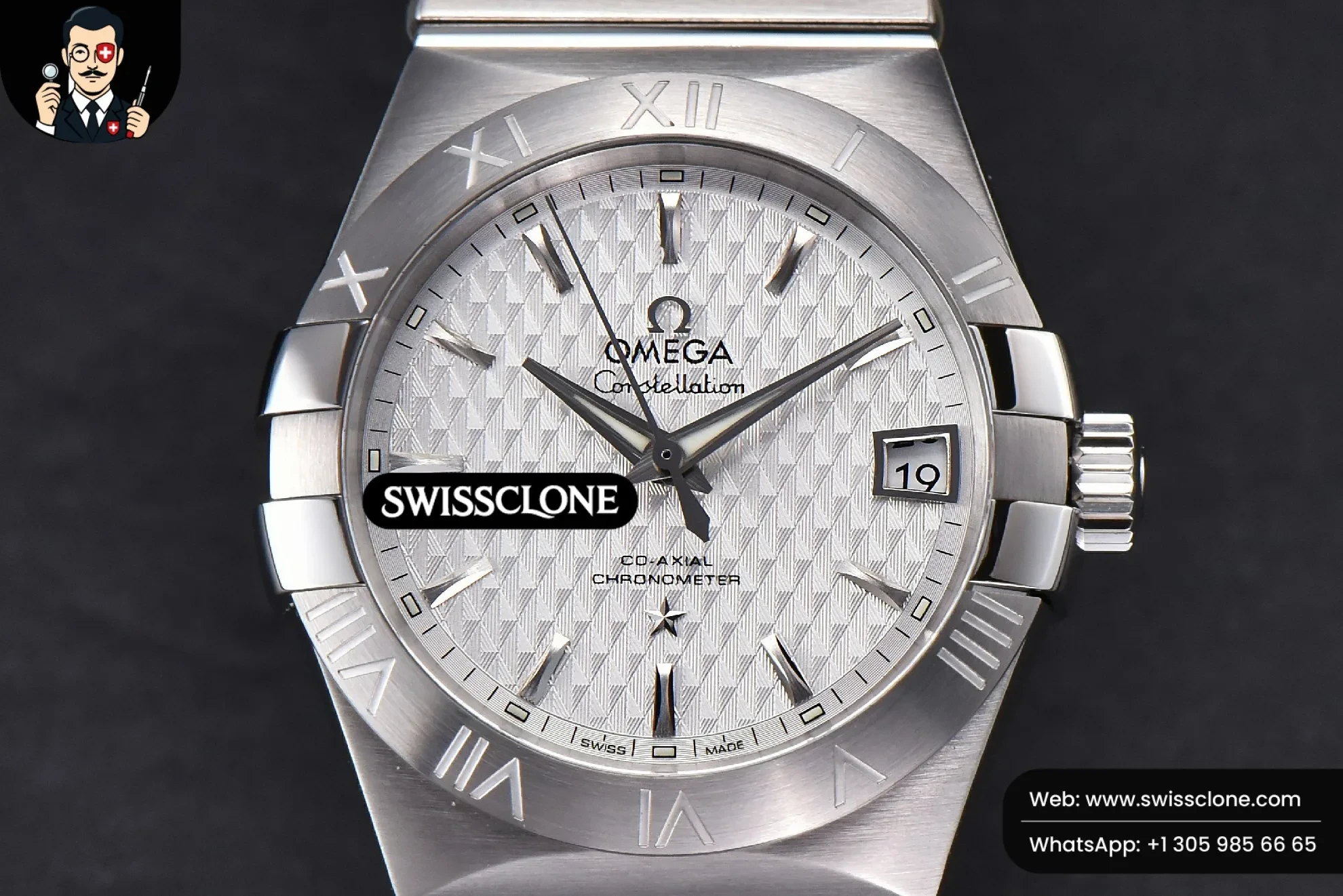 Omega Constellation 38mm White Textured Dial 1:1 Super Clone - Dial Macro Close-Up