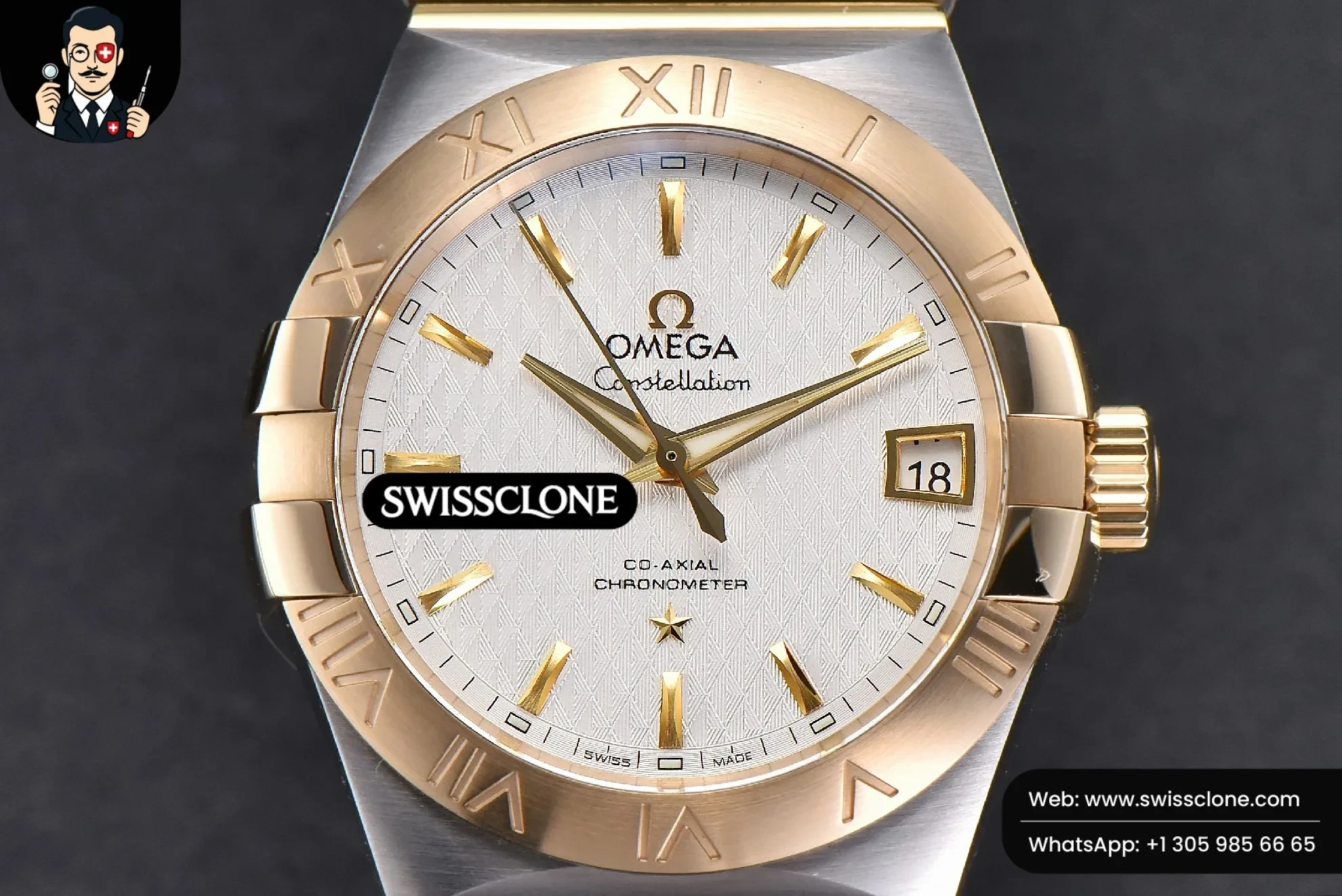 Omega Constellation 38mm YG/SS White Textured Dial YG/SS