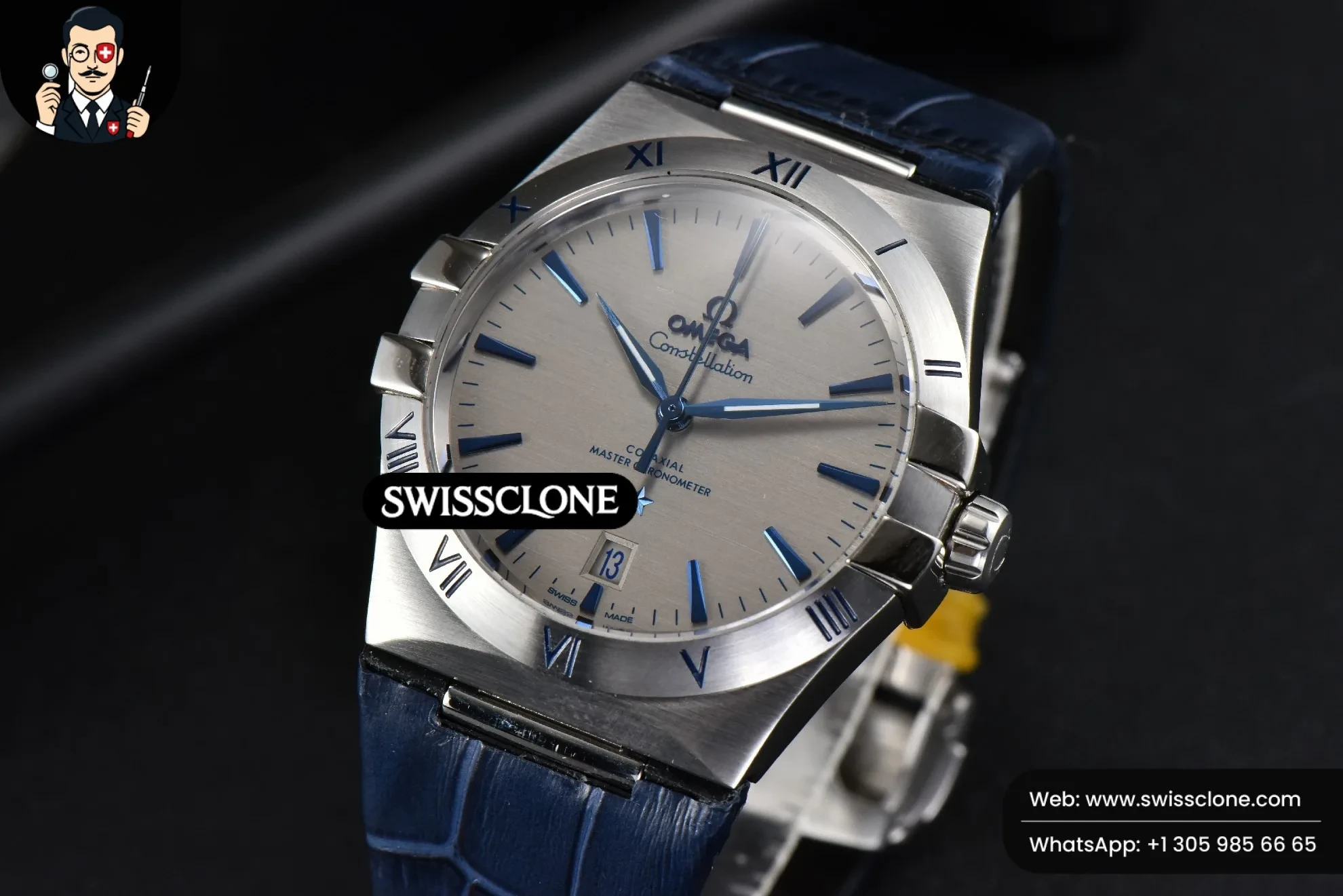 Omega Constellation AIF 41mm Gray Textured Dial Black Gummy 1:1 Super Clone - Bezel & Case Profile