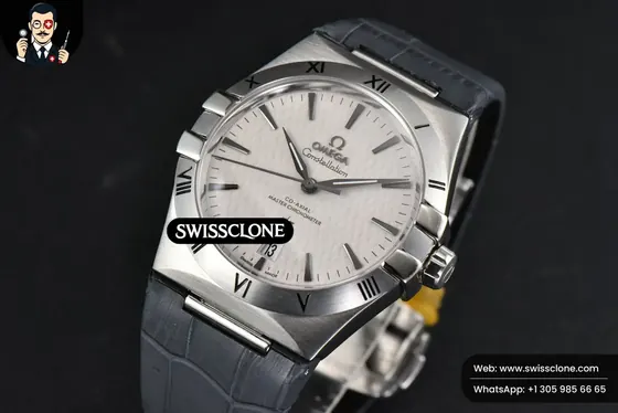 Omega Constellation AIF 41mm White Textured Dial Black Gummy 1:1 Super Clone - Bezel & Case Profile