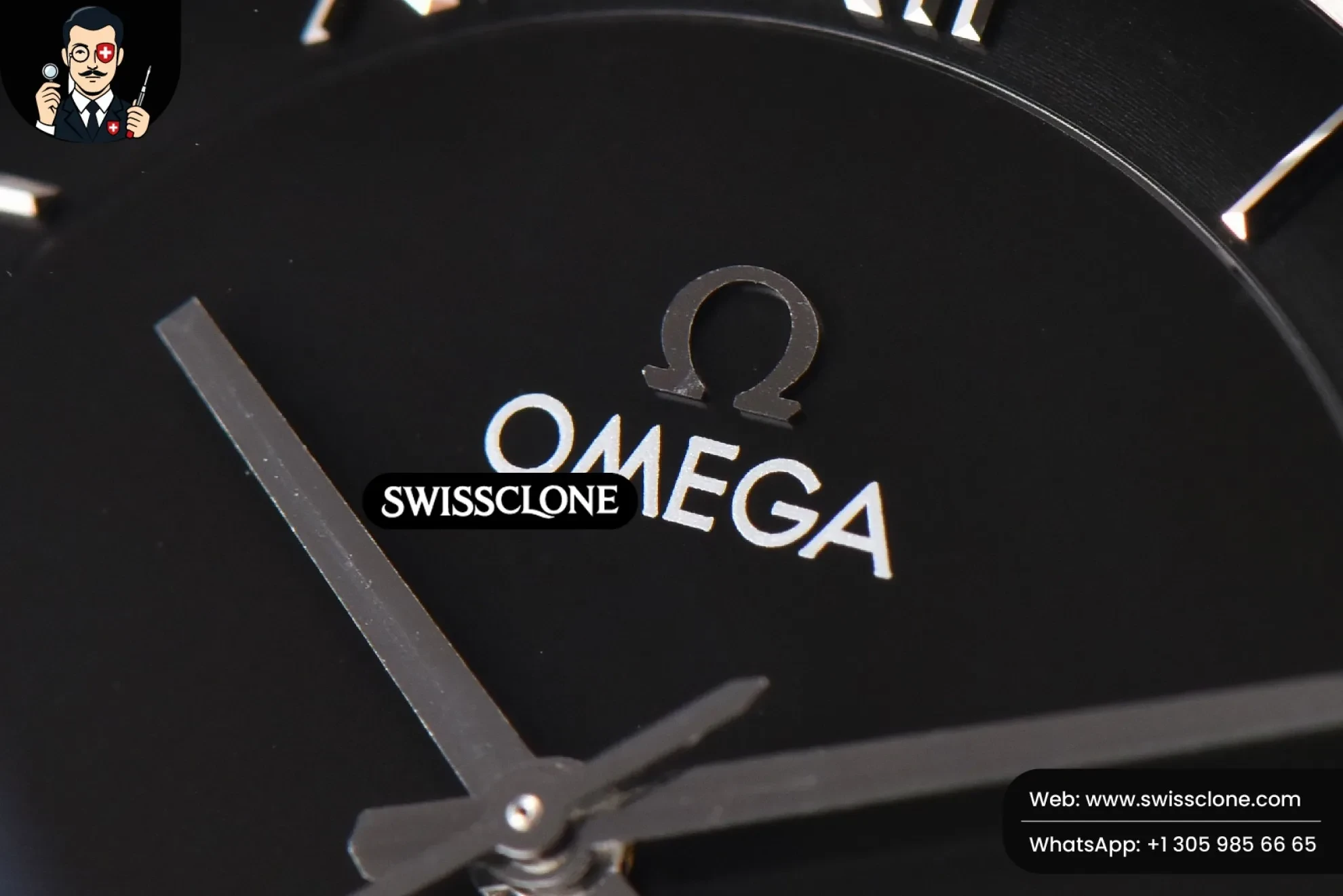 Omega De Ville Hour Vision 41mm Black Dial Black Croco 1:1 Super Clone - Bezel & Case Profile