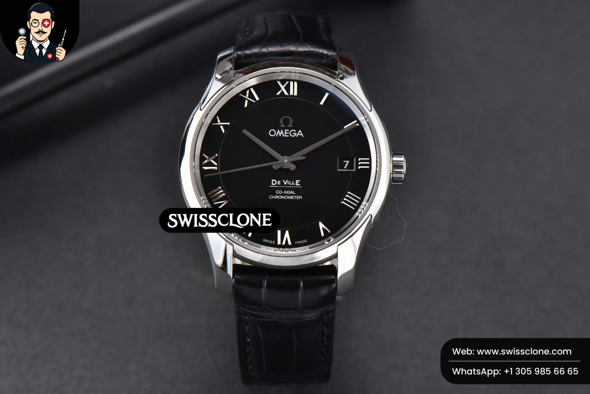 Omega De Ville Hour Vision 41mm Black Dial Black Croco