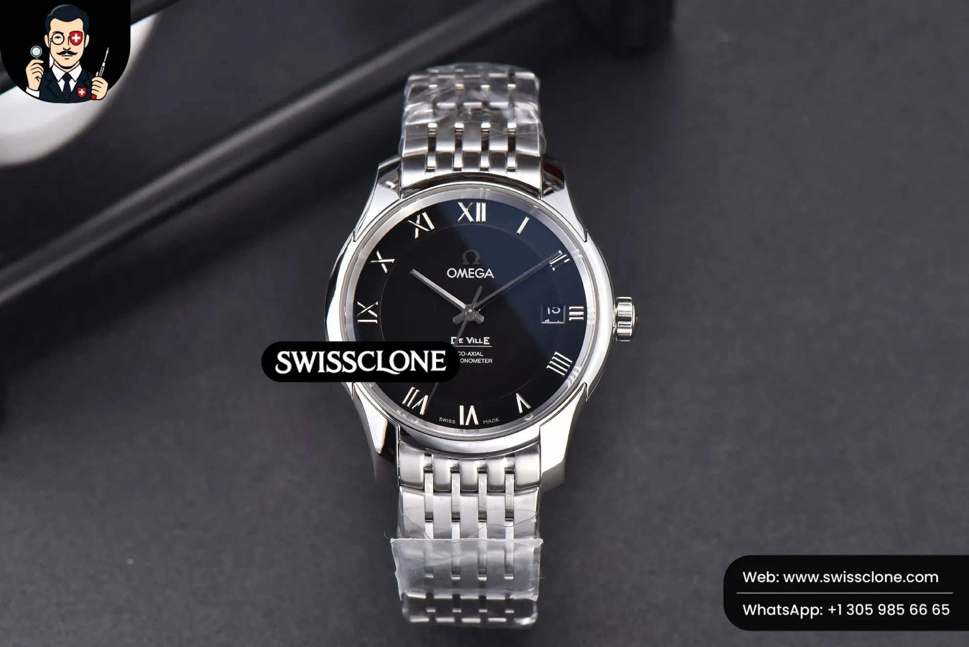 Omega De Ville Hour Vision 41mm Black Dial Stick Marker 1:1 Super Clone - Bezel & Case Profile