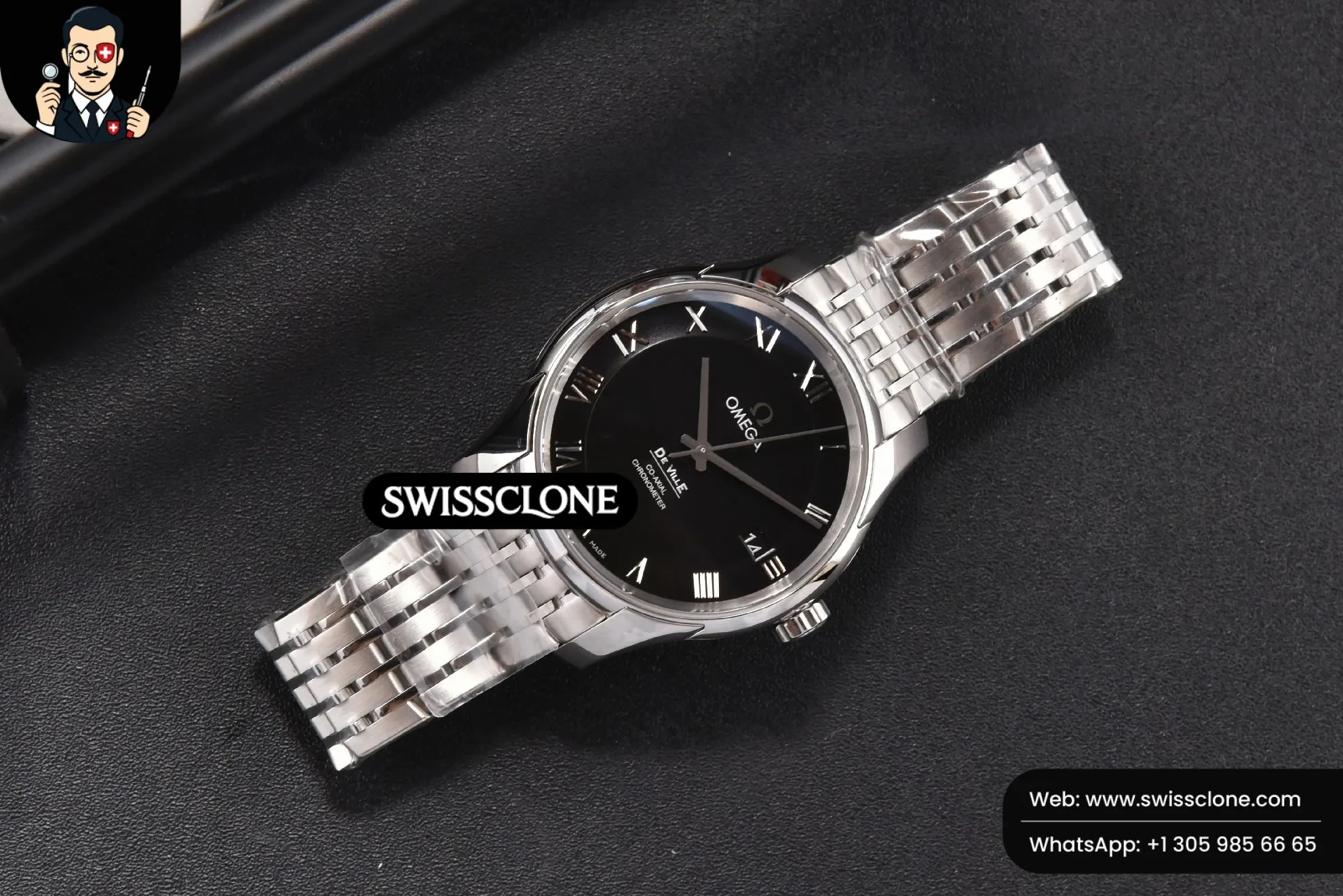 Omega De Ville Hour Vision 41mm Black Dial Stick Marker