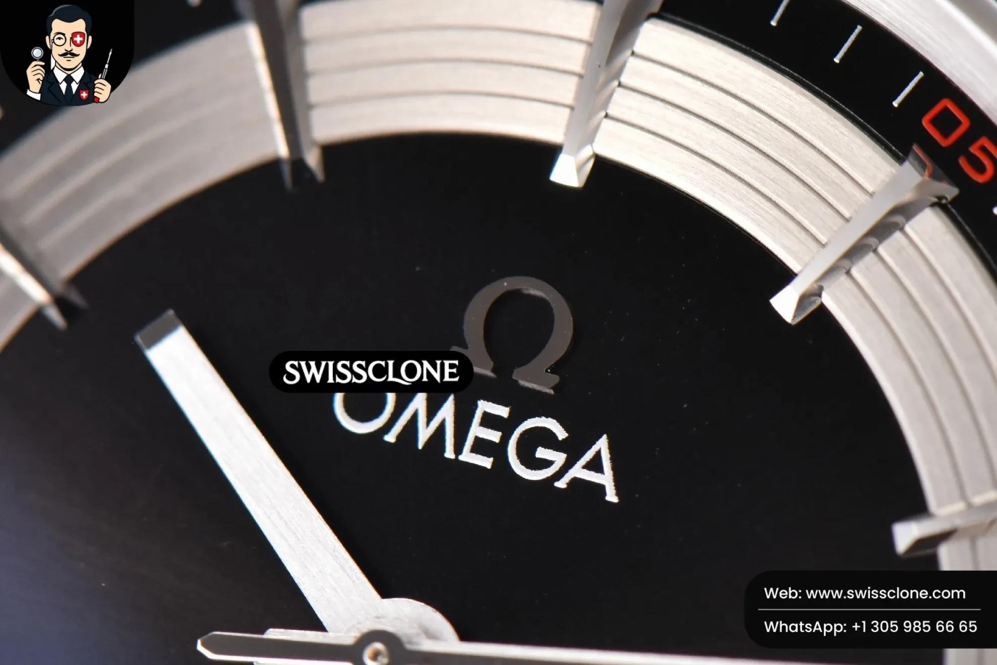 Omega De Ville Hour Vision 41mm Black/Silver Dial Black Croco 1:1 Super Clone - Lateral Case Thickness Profile