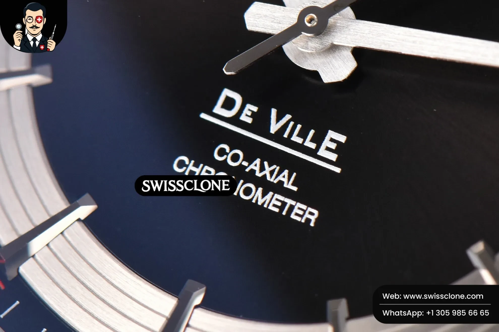 Omega De Ville Hour Vision 41mm Black/Silver Dial Black Croco 1:1 Super Clone - Bezel & Case Profile