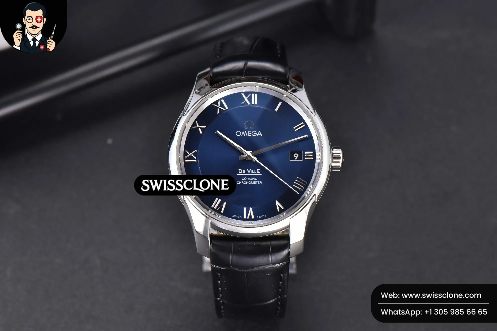 Omega De Ville Hour Vision 41mm Blue Dial Black Croco