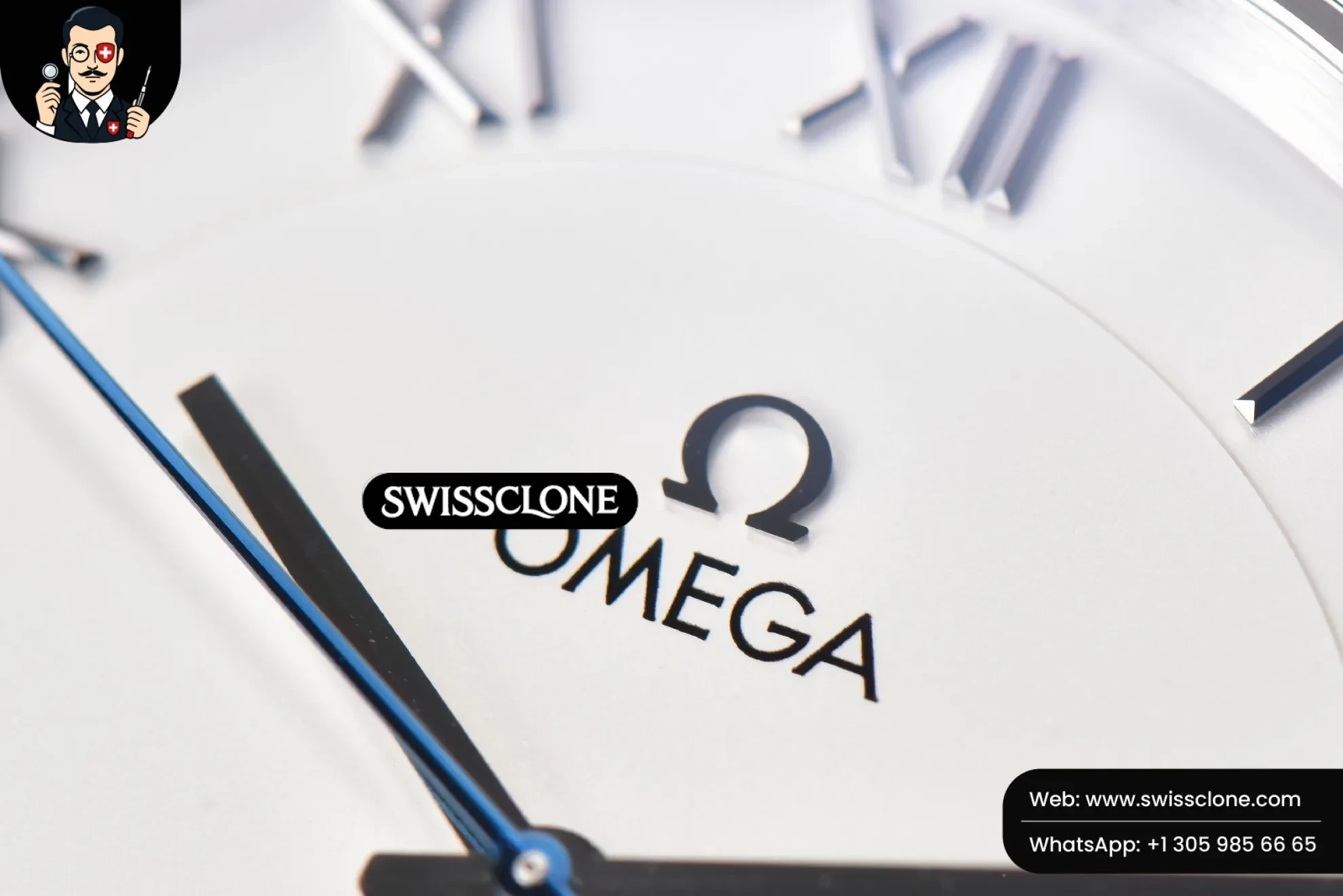 Omega De Ville Hour Vision 41mm White Dial Black Croco 1:1 Super Clone - Clasp & Bracelet Finishing