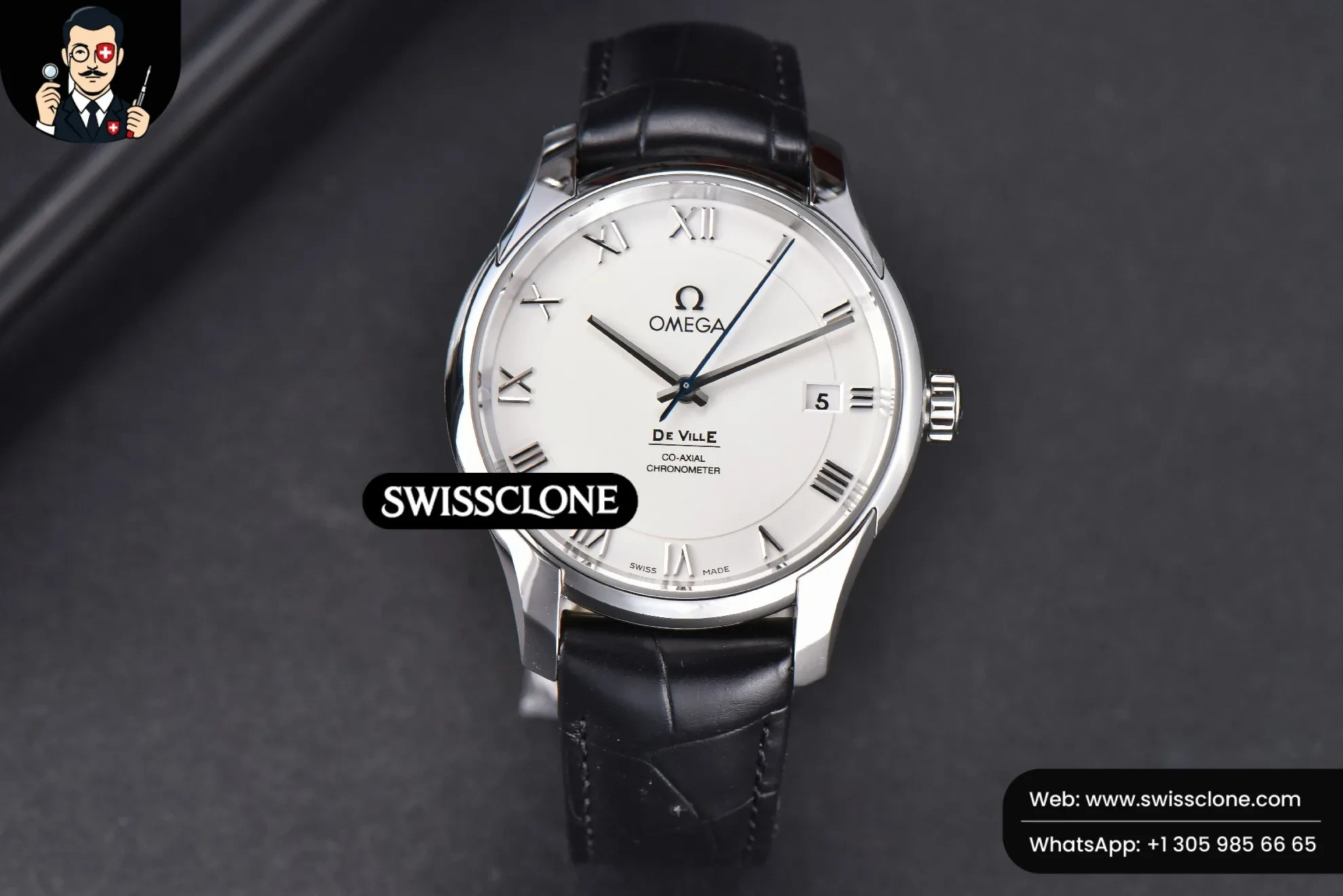 Omega De Ville Hour Vision 41mm White Dial Black Croco