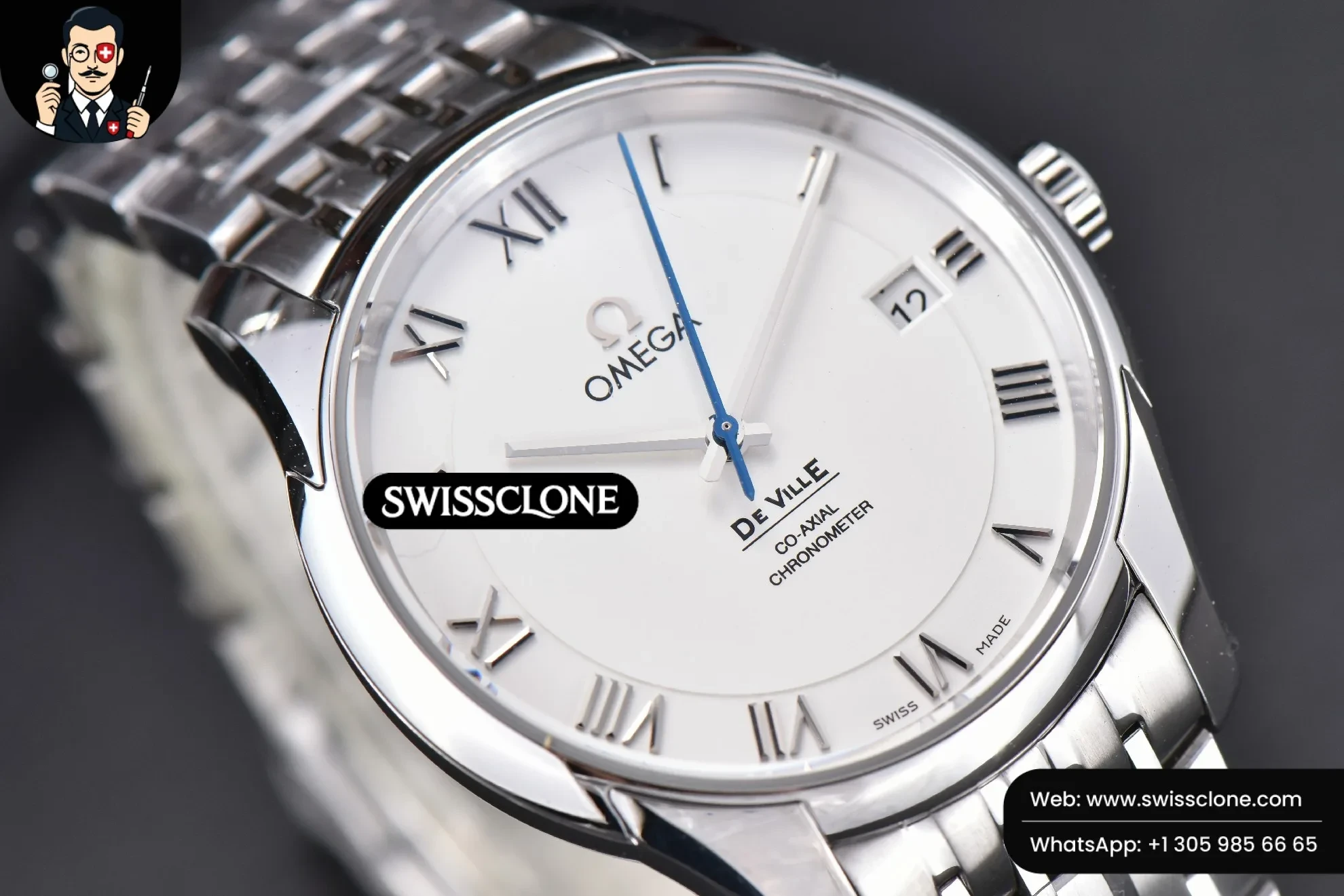 Omega De Ville Hour Vision 41mm White Dial Roma Marker 1:1 Super Clone - On-Wrist Presence View