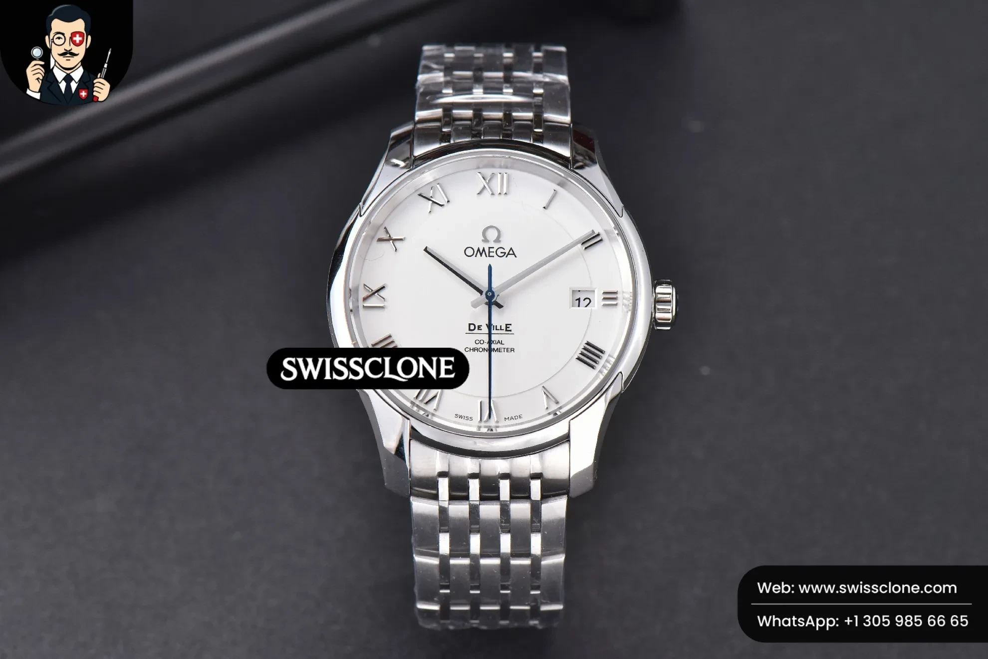 Omega De Ville Hour Vision 41mm White Dial Roma Marker
