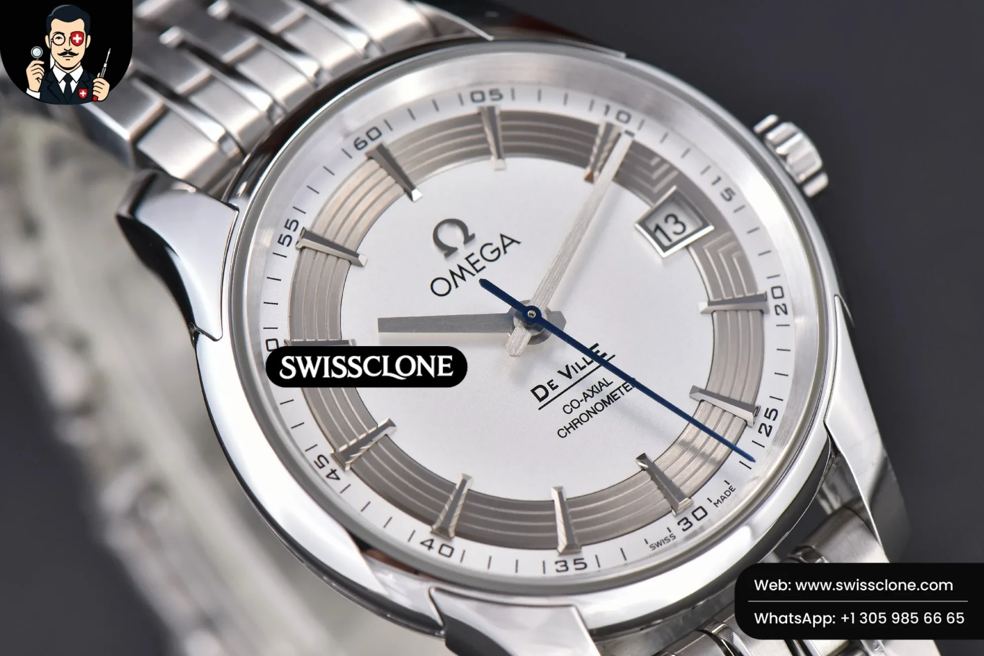 Omega De Ville Hour Vision 41mm White/Silver Dial 1:1 Super Clone - On-Wrist Presence View