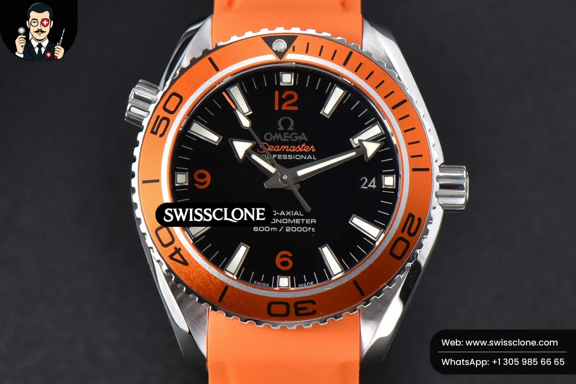 Omega Planet Ocean 600m 42mm Black Dial Orange Bezel Orange Rubber