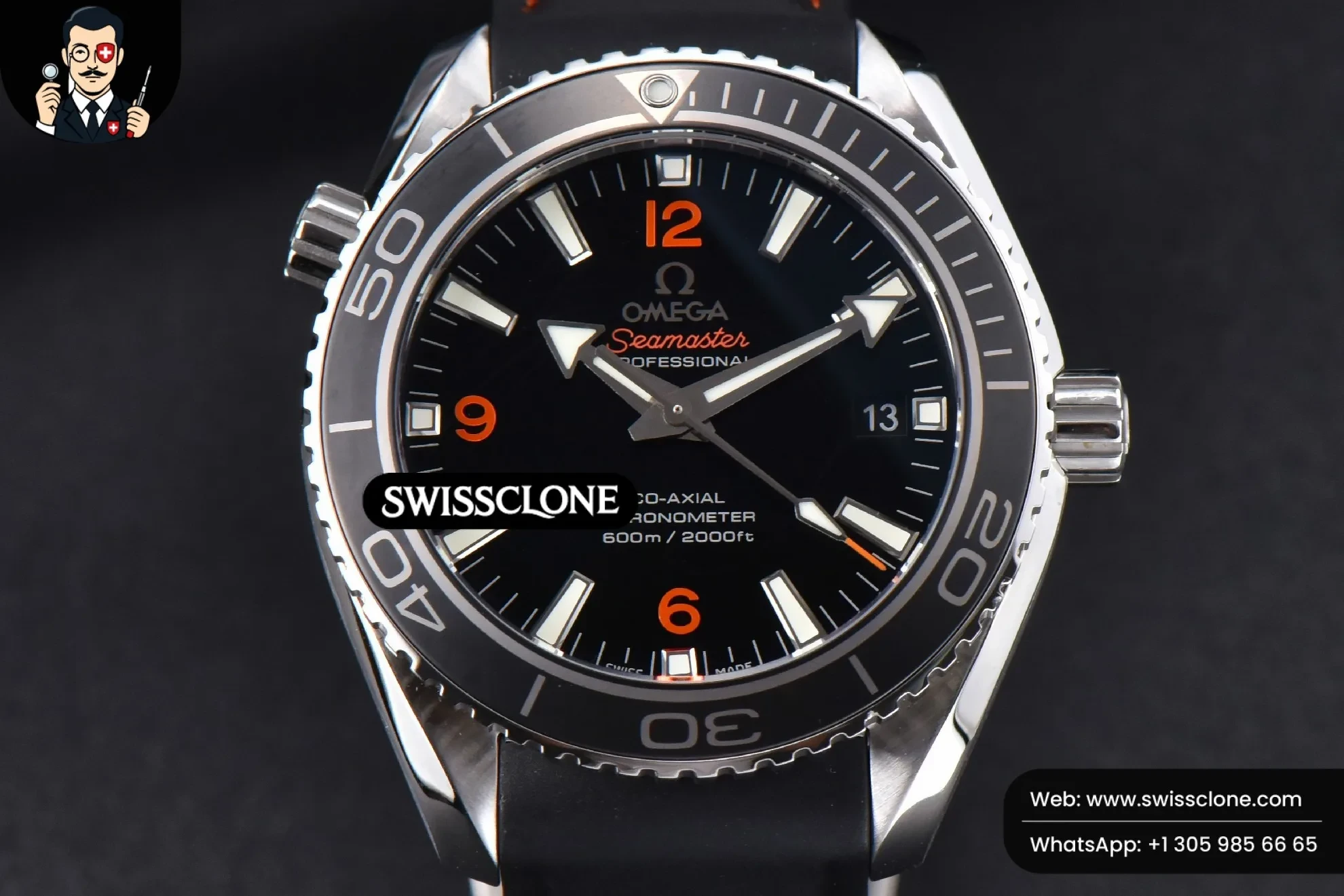 Omega Planet Ocean 600m 42mm Black Dial Orange Marker Rubber
