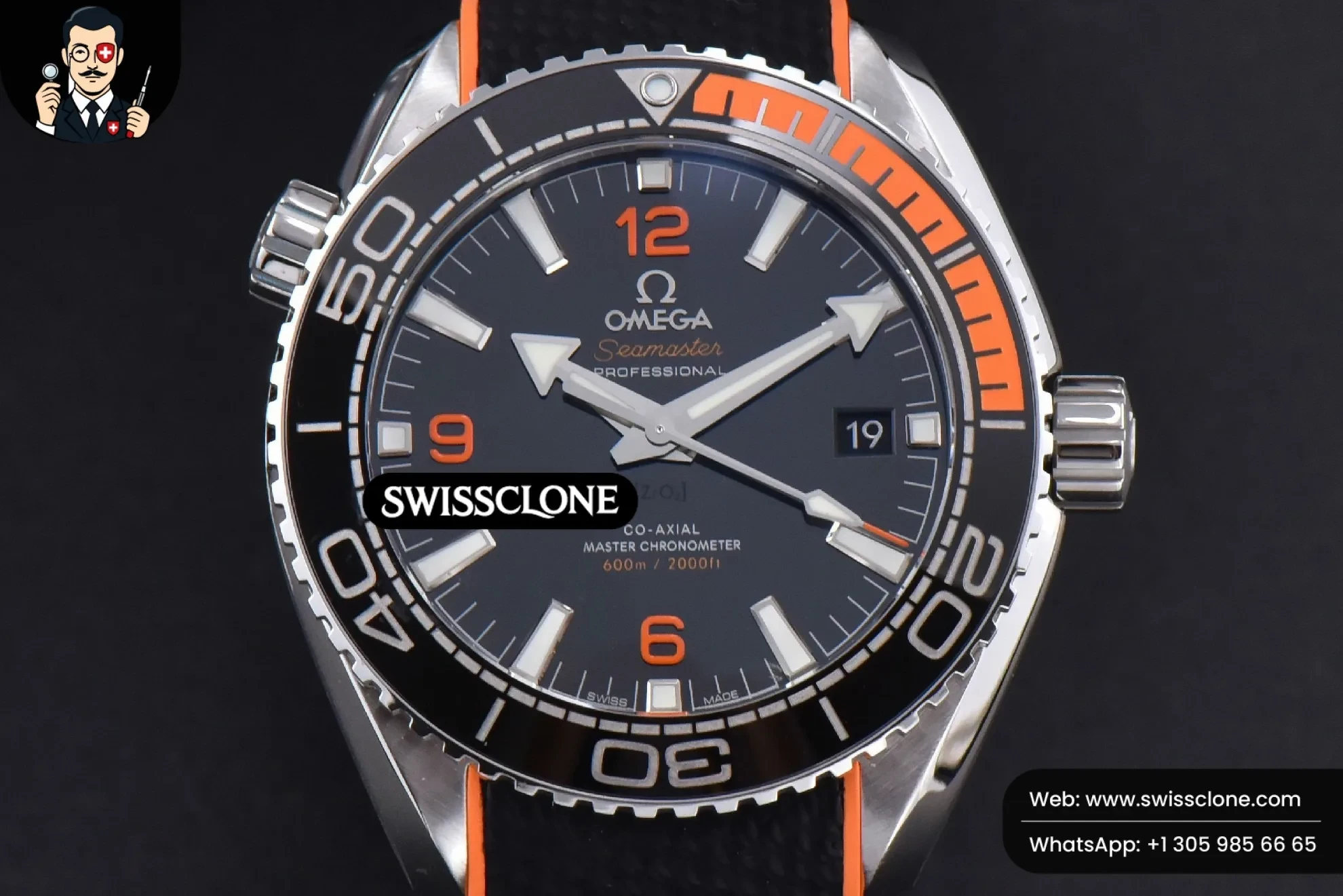 Omega Planet Ocean 600m 43.5mm Black Dial 1/4 Orange Bezel Rubber