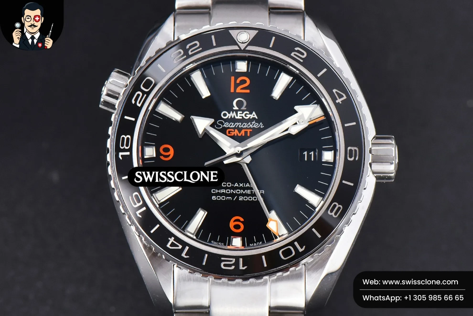 Omega Planet Ocean 600m GMT 43.5mm Black Dial Orange Marker