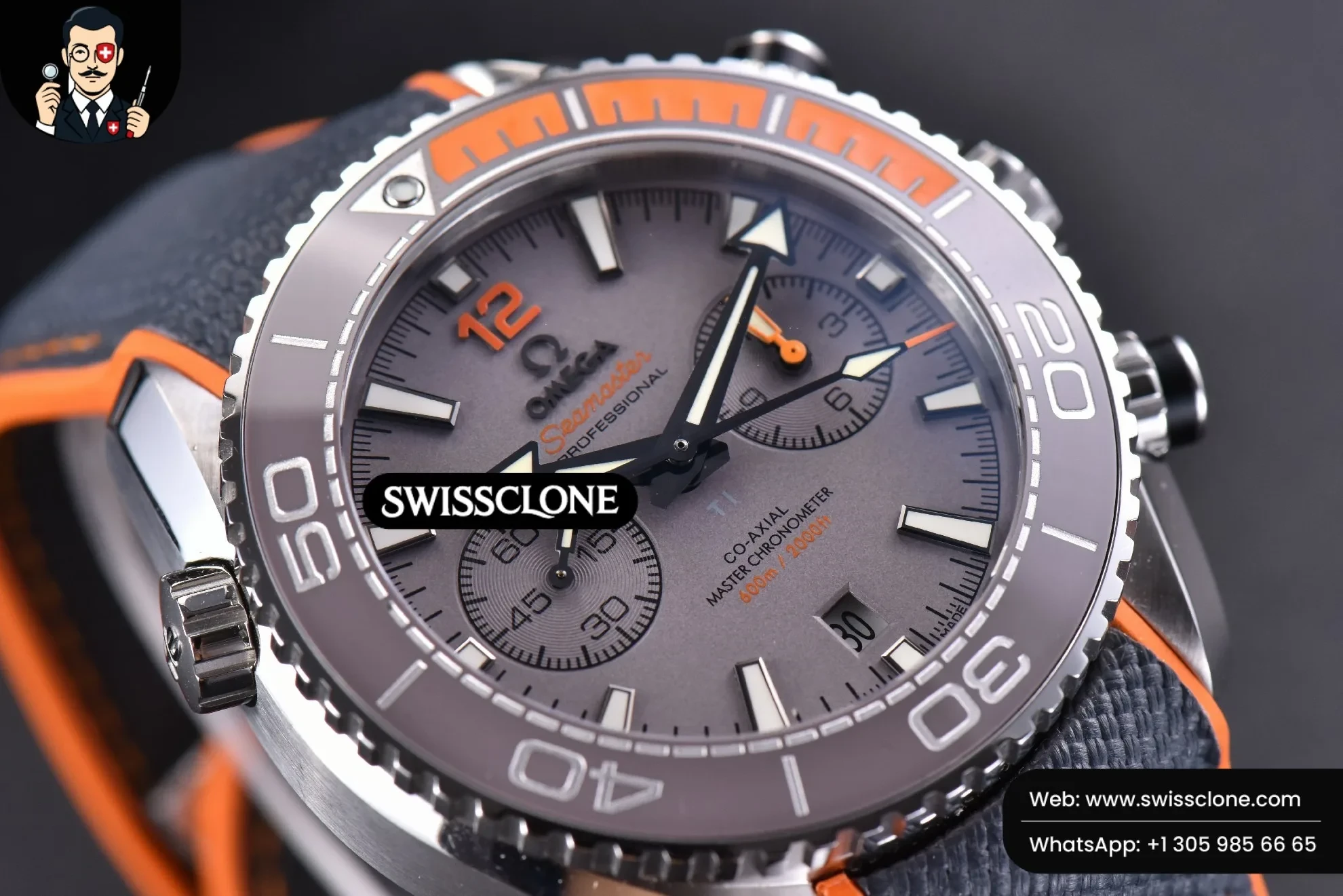 Omega Planet Ocean Chrono 45.5mm OMF Gray Dial Orange/Black Rubber 1:1 Super Clone - On-Wrist Presence View