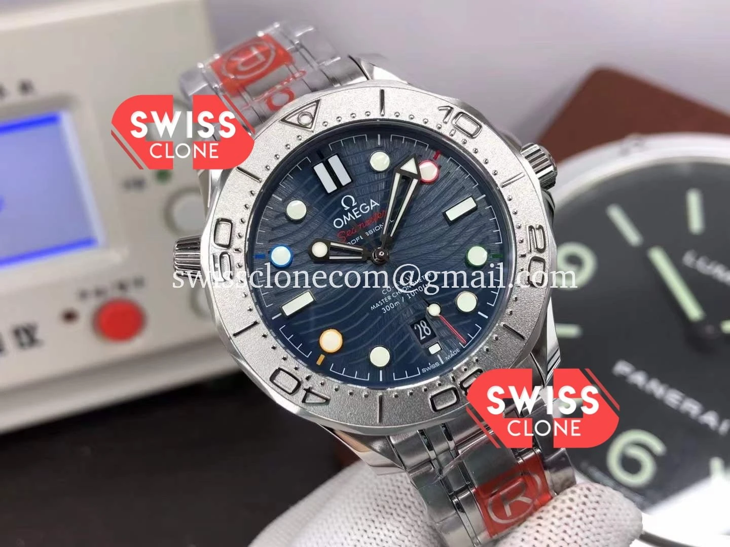 Omega Seamaster 300M "Beijing 2022" 1:1 Super Clone - Dial Macro Close-Up
