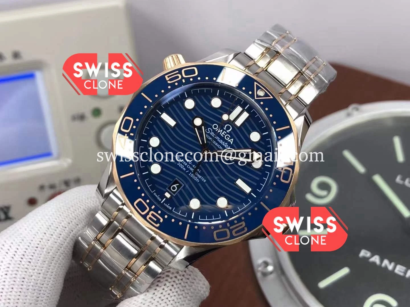 Omega Seamaster 300M Co-Axial Master Chronometer Blue Dial (SW-21664) 1:1 Super Clone - Bezel & Lateral Case Profile