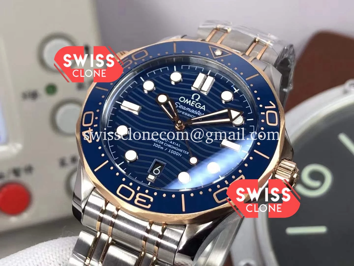 Omega Seamaster 300M Co-Axial Master Chronometer Blue Dial (SW-21664) 1:1 Super Clone - Clasp & Bracelet Brushed Finishing