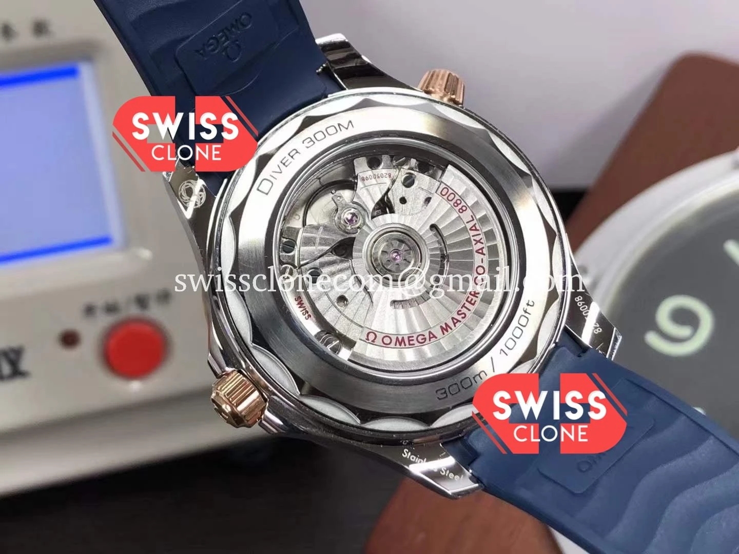 Omega Seamaster 300M Co-Axial Master Chronometer Blue Dial - Clasp, Bracelet & Buckle Detail | 1:1 Swiss Super Clone