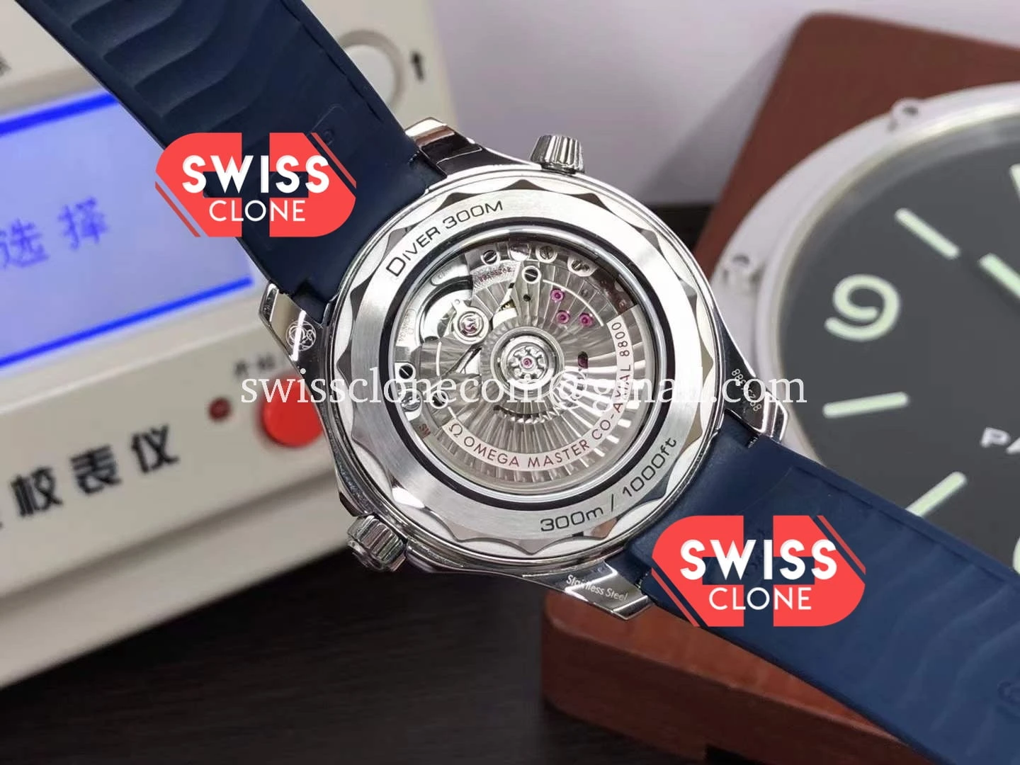 Omega Seamaster 300M Master Chronometer Blue Dial Rubber 1:1 Super Clone - On-Wrist Presence View