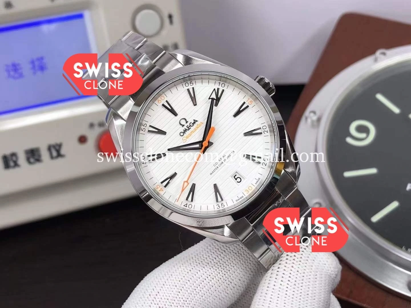 Omega Seamaster Aqua Terra Co Axial Stainless Steel 1:1 Super Clone - Dial Macro Close-Up