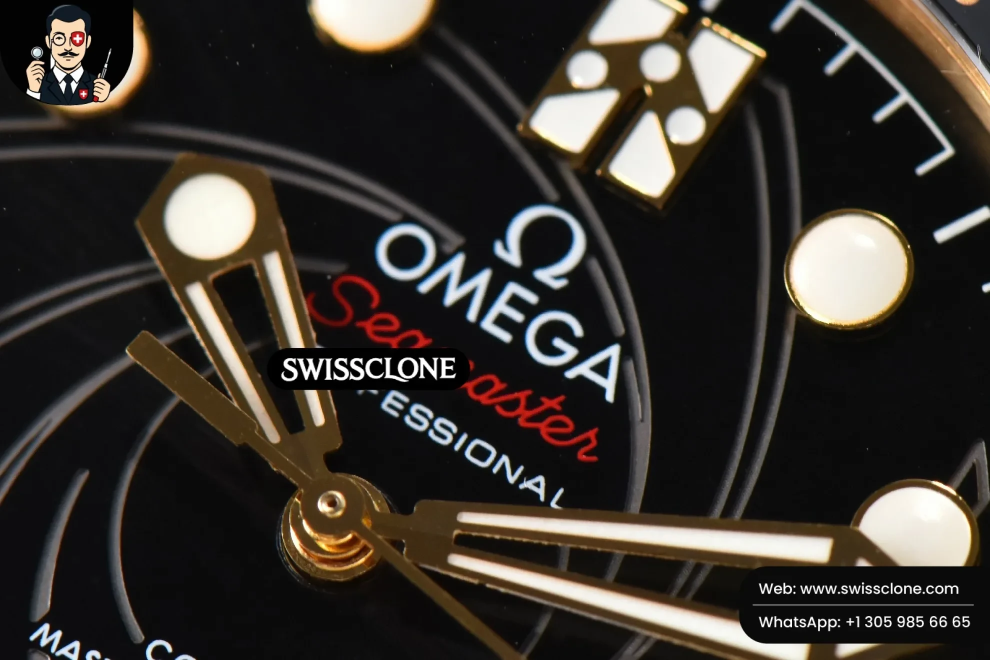 Omega Seamaster Diver 007 YG/SS 300M 42mm Black Dial Rubber - Clasp, Bracelet & Buckle Detail | 1:1 Swiss Super Clone