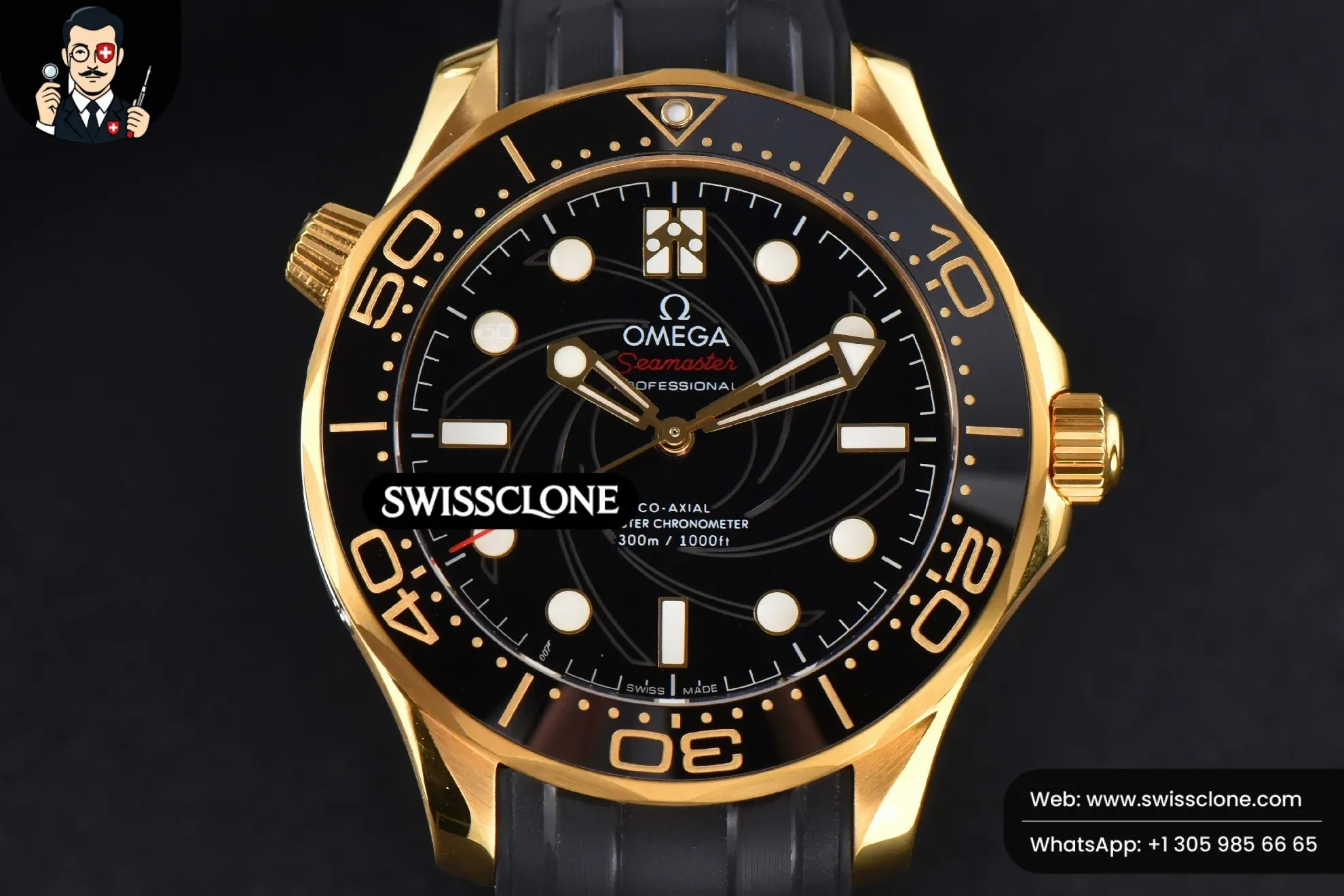 Omega Seamaster Diver 007 YG/SS 300M 42mm Black Dial Rubber