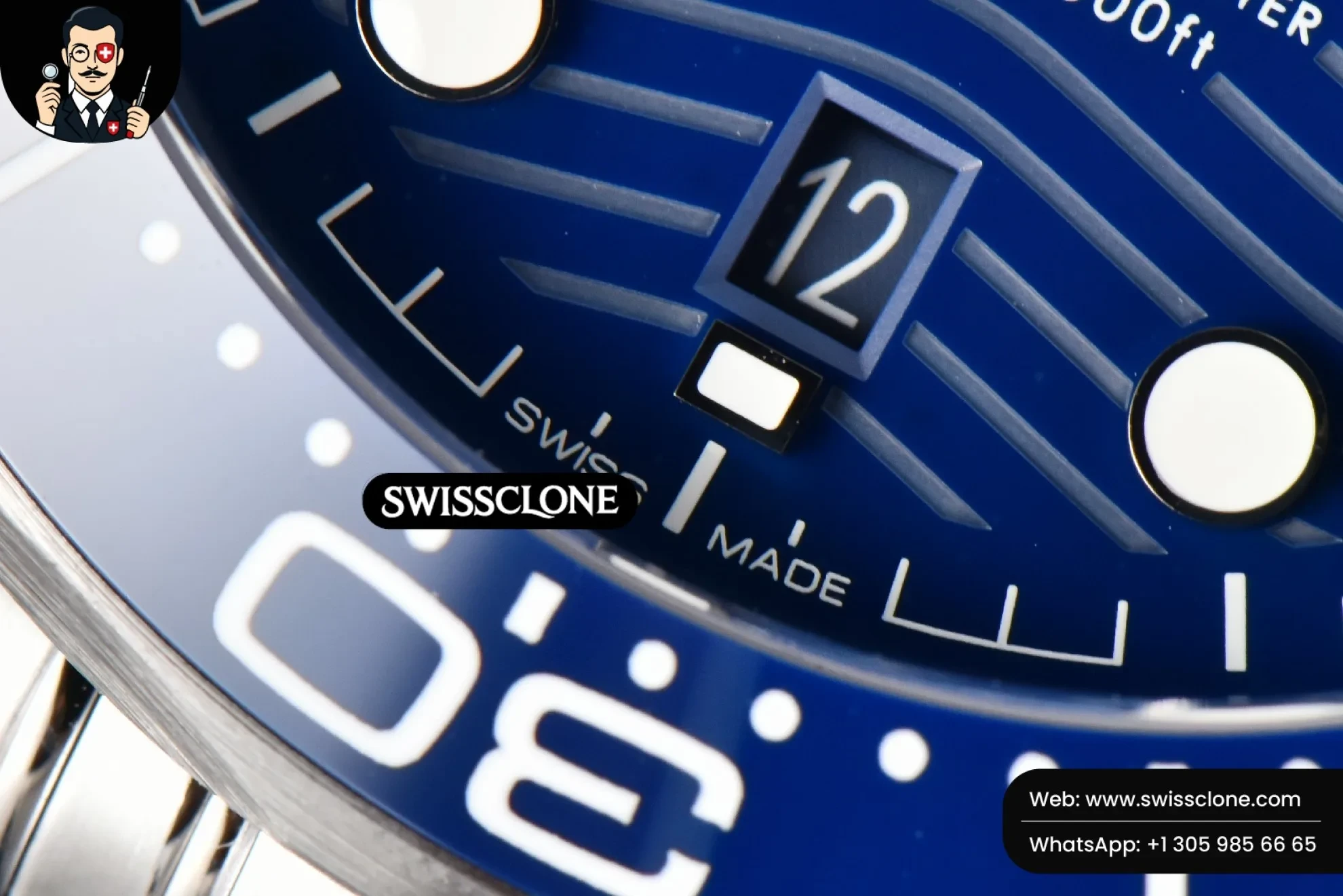 Omega Seamaster Diver 300M 42mm Blue Ceramic Blue Dial - Clasp, Bracelet & Buckle Detail | 1:1 Swiss Super Clone