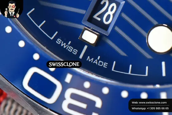 Omega Seamaster Diver 300M 42mm Blue Dial Nylon - Clasp, Bracelet & Buckle Detail | 1:1 Swiss Super Clone