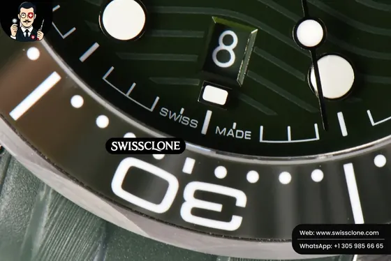 Omega Seamaster Diver 300M 42mm Green Ceramic Green Dial Green Rubber - Clasp, Bracelet & Buckle Detail | 1:1 Swiss Super Clone