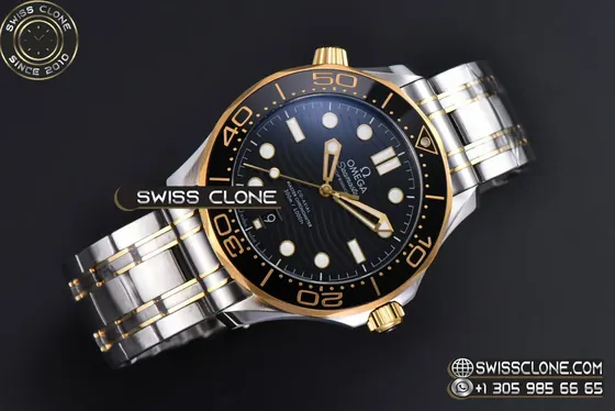 Omega Seamaster Diver 300M 42mm YG/SS Black Dial Metal And Rubber VS8800 V4(Free rubber ) 1:1 Super Clone - Bezel & Case Profile