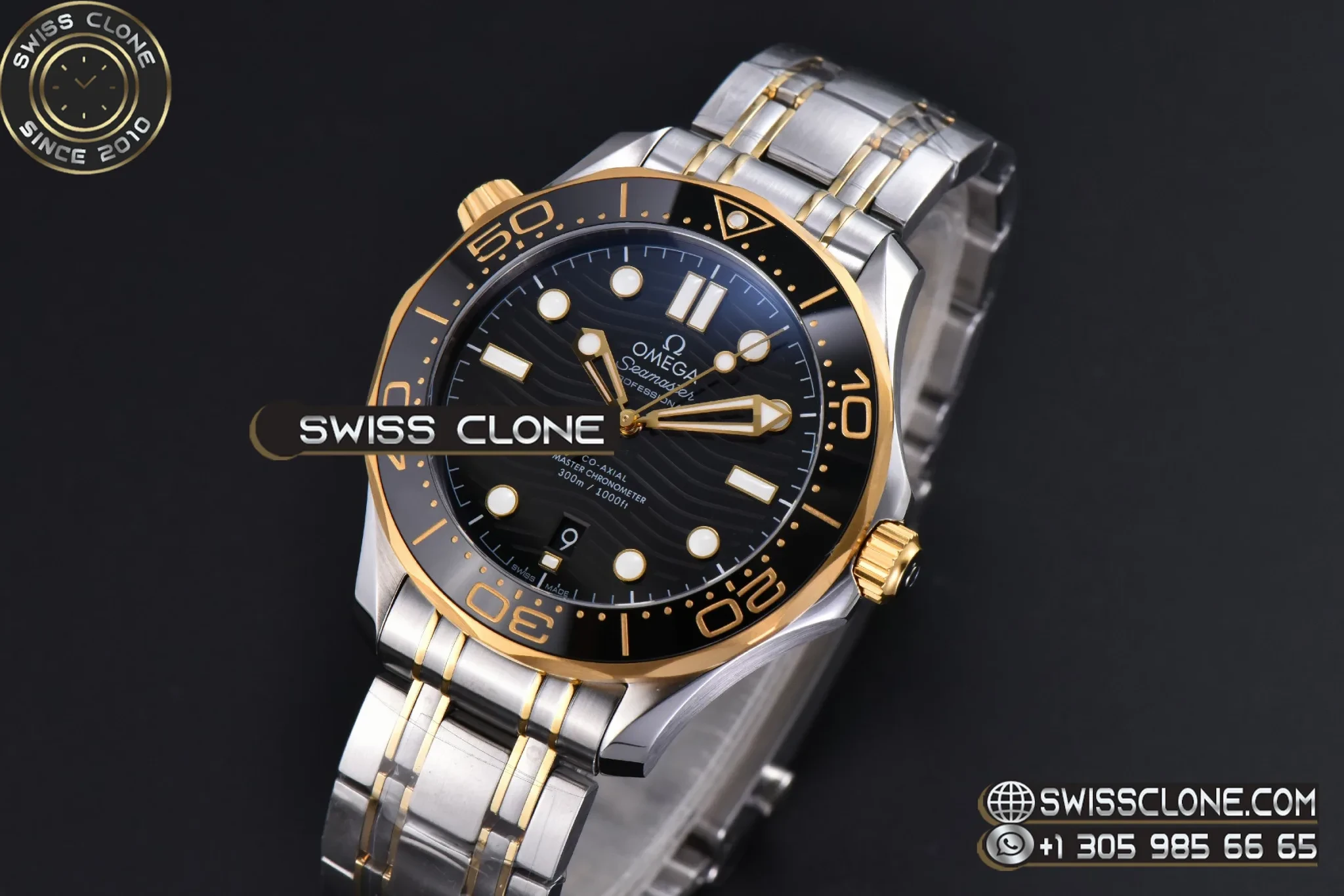 Omega Seamaster Diver 300M 42mm YG/SS Black Dial Metal And Rubber VS8800 V4(Free rubber ) 1:1 Super Clone - Clasp & Bracelet Finishing