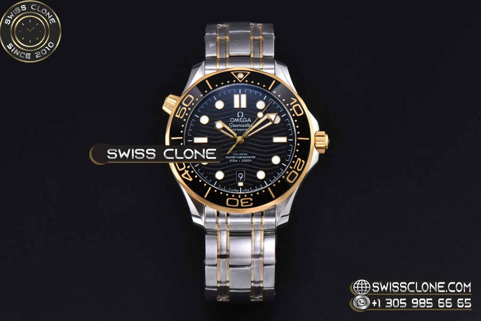 Omega Seamaster Diver 300M 42mm YG/SS Black Dial Metal And Rubber VS8800 V4(Free rubber )