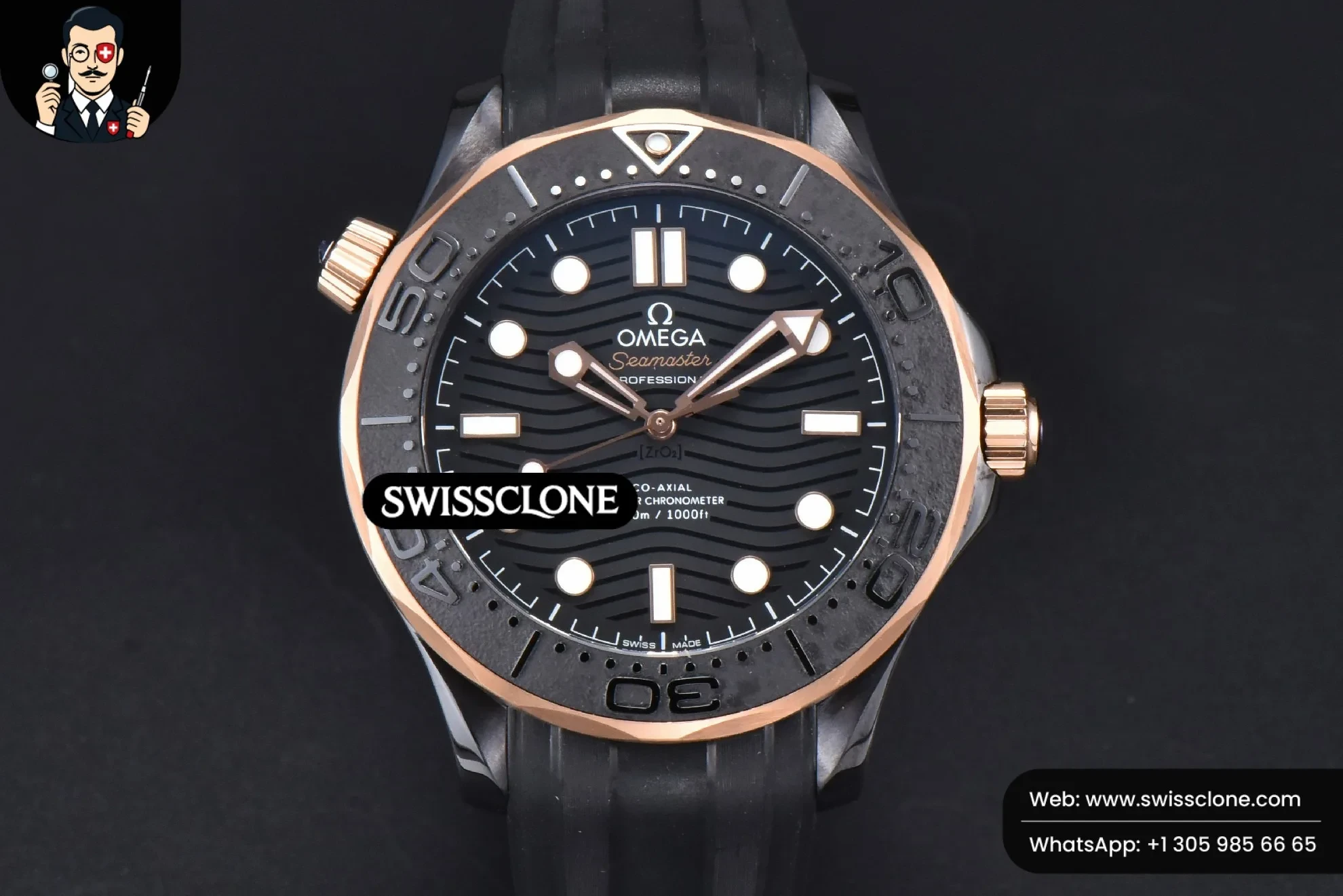 Omega Seamaster Diver 300M 43.5mm Ceramic Black Dial Black Rubber