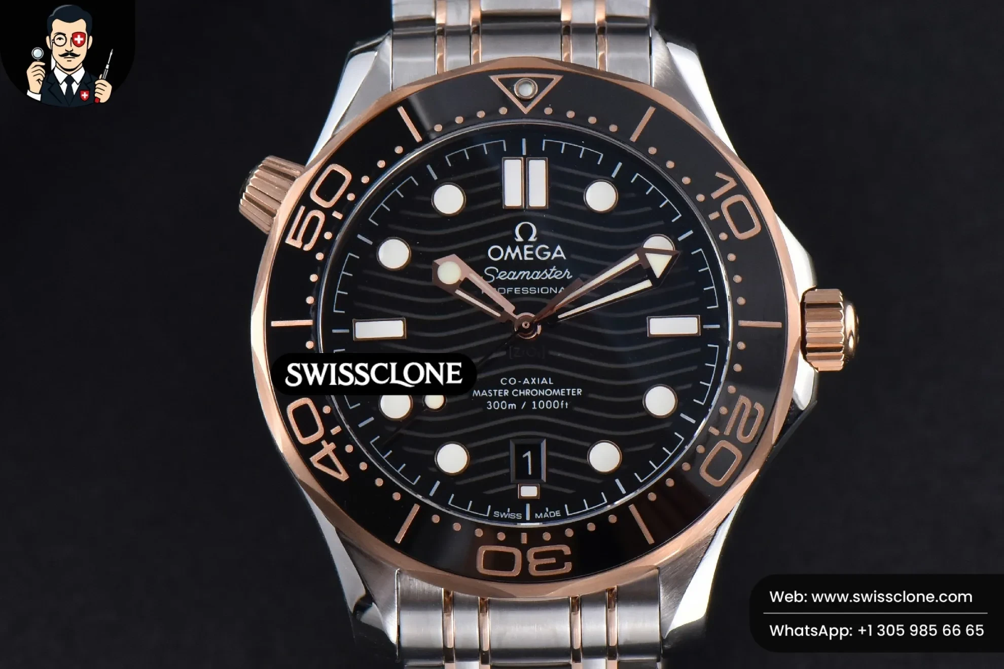 Omega Seamaster Diver RG/SS 300M 42mm Black Dial RG/SS