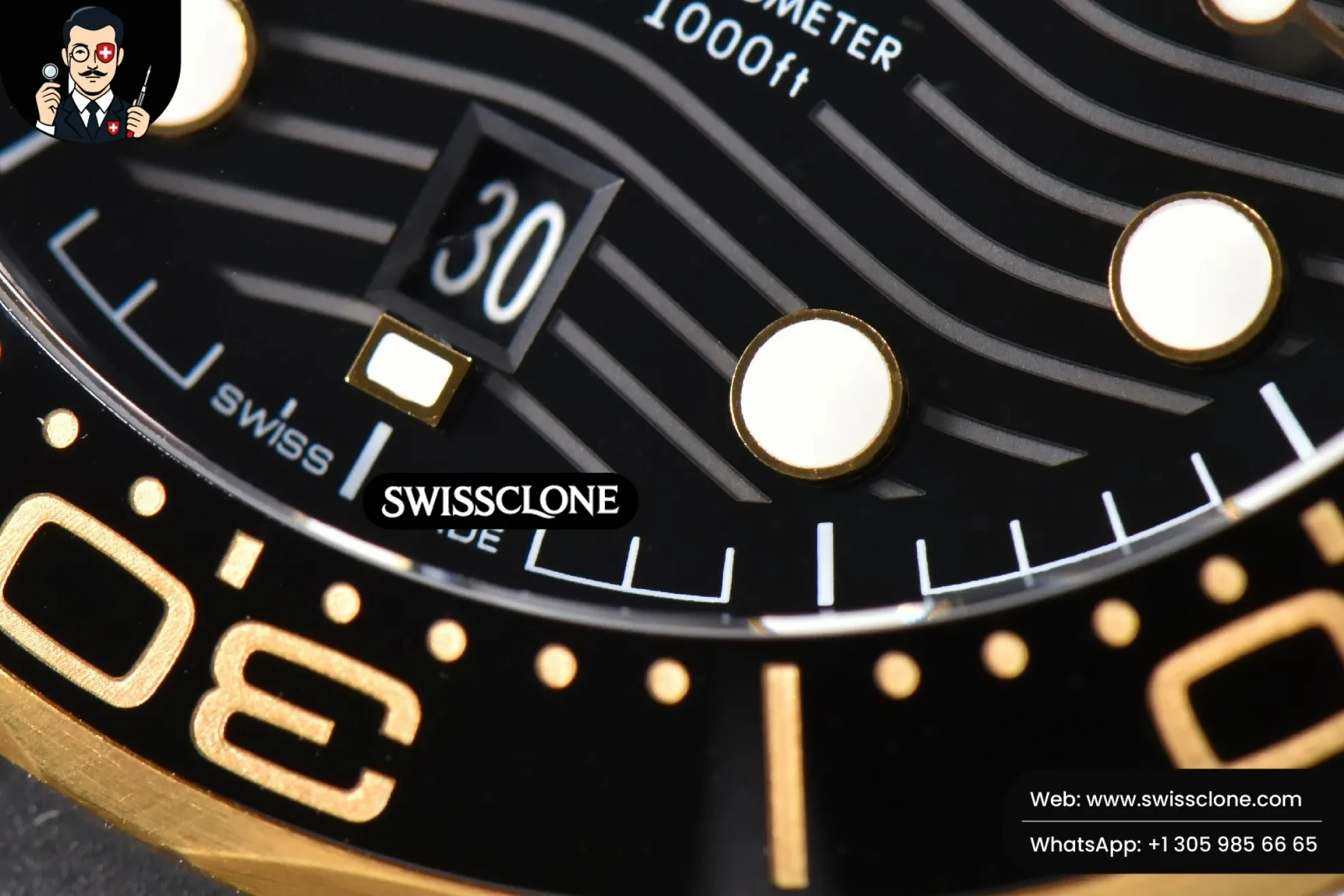 Omega Seamaster Diver YG/SS 300M 42mm Black Dial Rubber - Clasp, Bracelet & Buckle Detail | 1:1 Swiss Super Clone