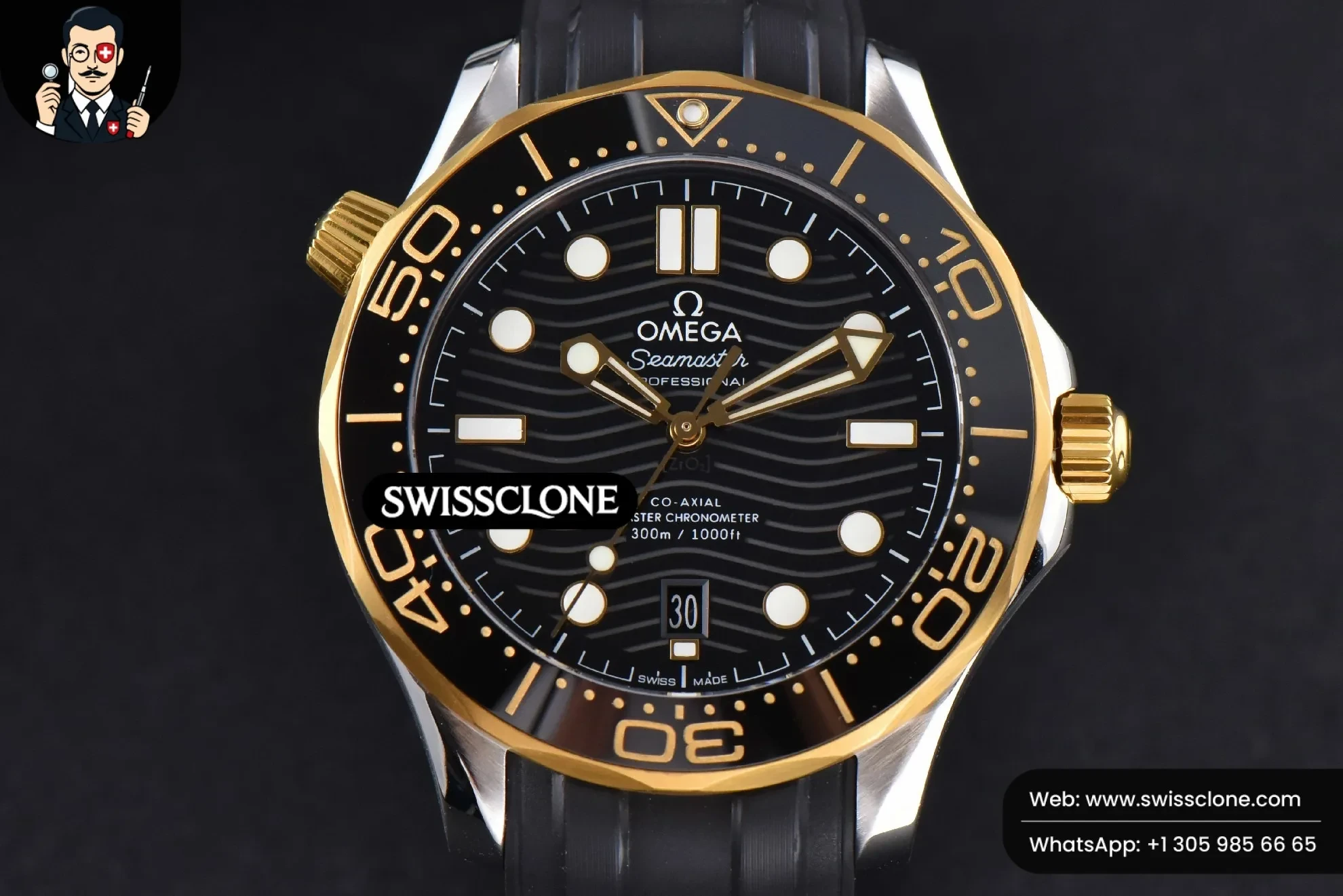 Omega Seamaster Diver YG/SS 300M 42mm Black Dial Rubber