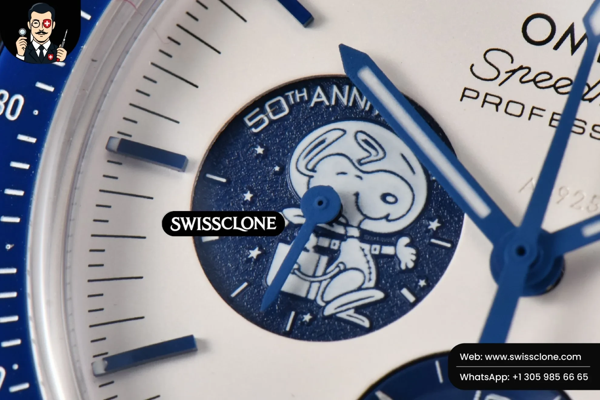 Omega Speedmaster Professional ‘Snoopy’ 50th Anniversary 42mm GSF Nylon A7750(Mod) 1:1 Super Clone Det - Caseback & Cloned Calibre Movement