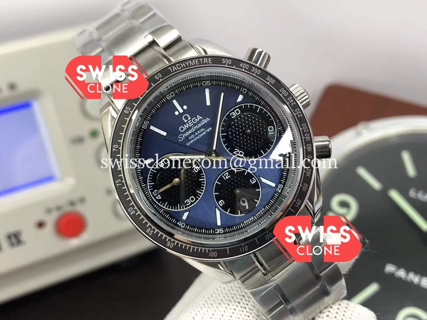 Omega Speedmaster Racing Blue Dial 904L 1:1 Super Clone - Dial Macro Close-Up